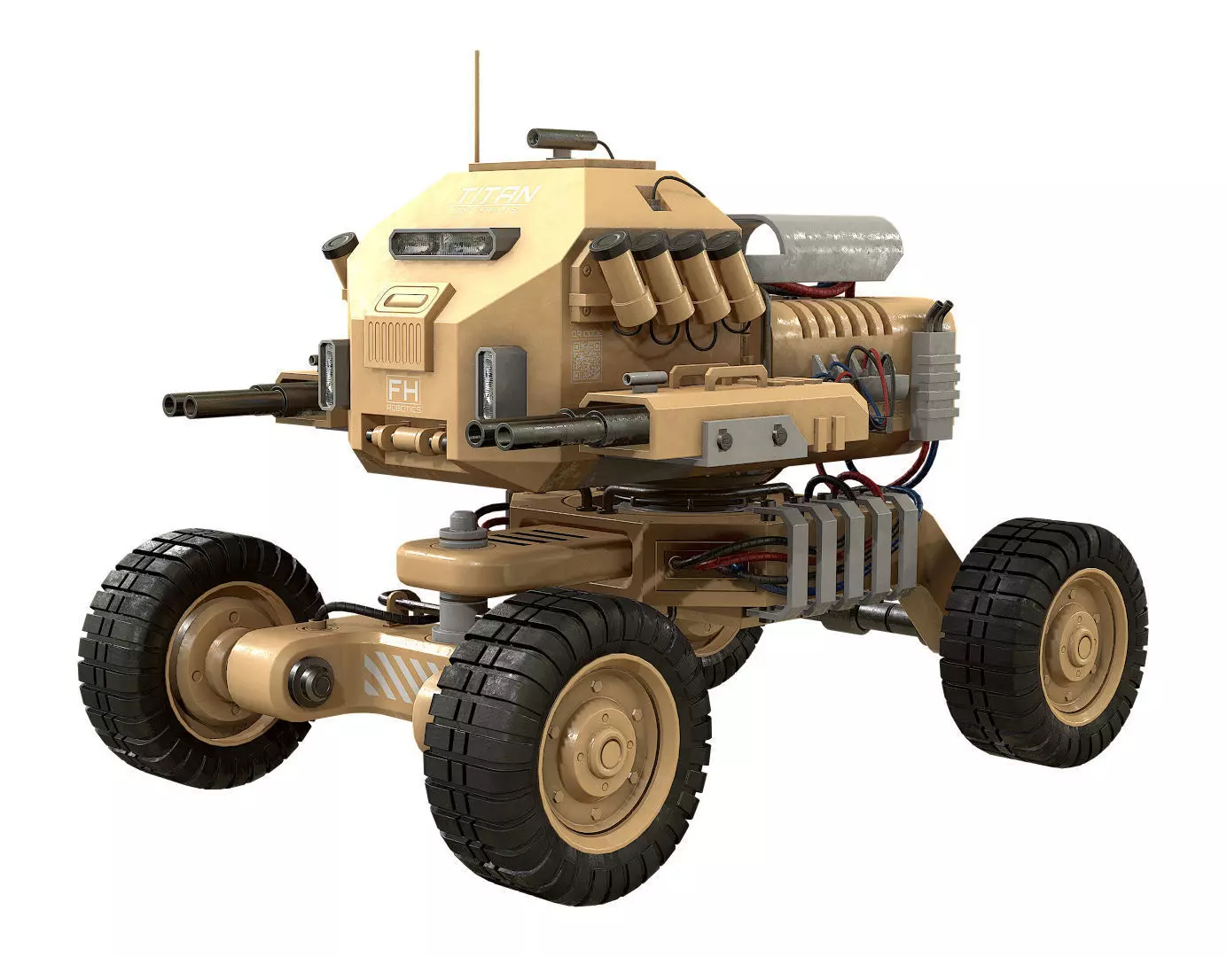 UGV Concept-1-Desert Low-poly 3D model