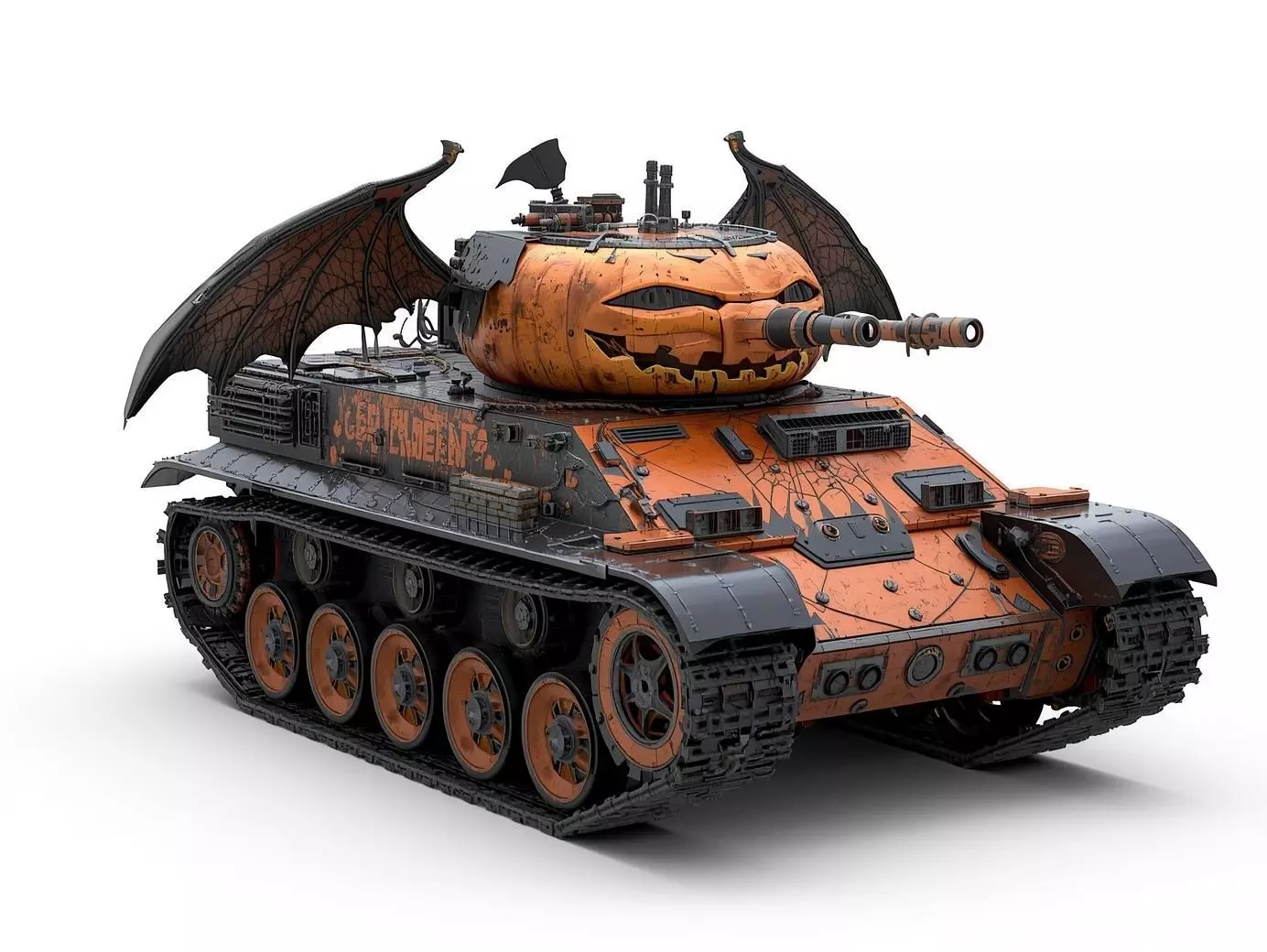 Halloween JackOLantern Tank 3D Model Spooky War Machine Low-poly 3D model_0