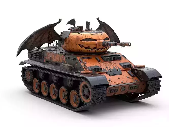 Halloween JackOLantern Tank 3D Model Spooky War Machine Low-poly 3D model Halloween JackOLantern Tank 3D Model Spooky War Machine Low-poly 3D model