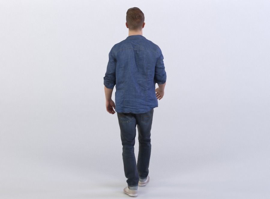 Leo 0398 Man in a denim shirt walking 3D model_2