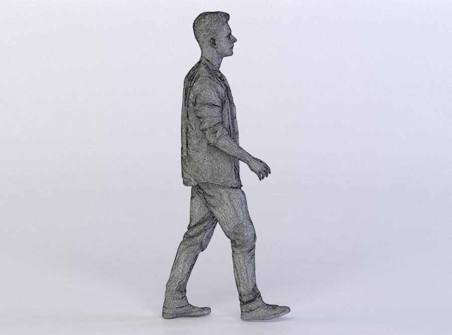Leo 0398 Man in a denim shirt walking 3D model_7