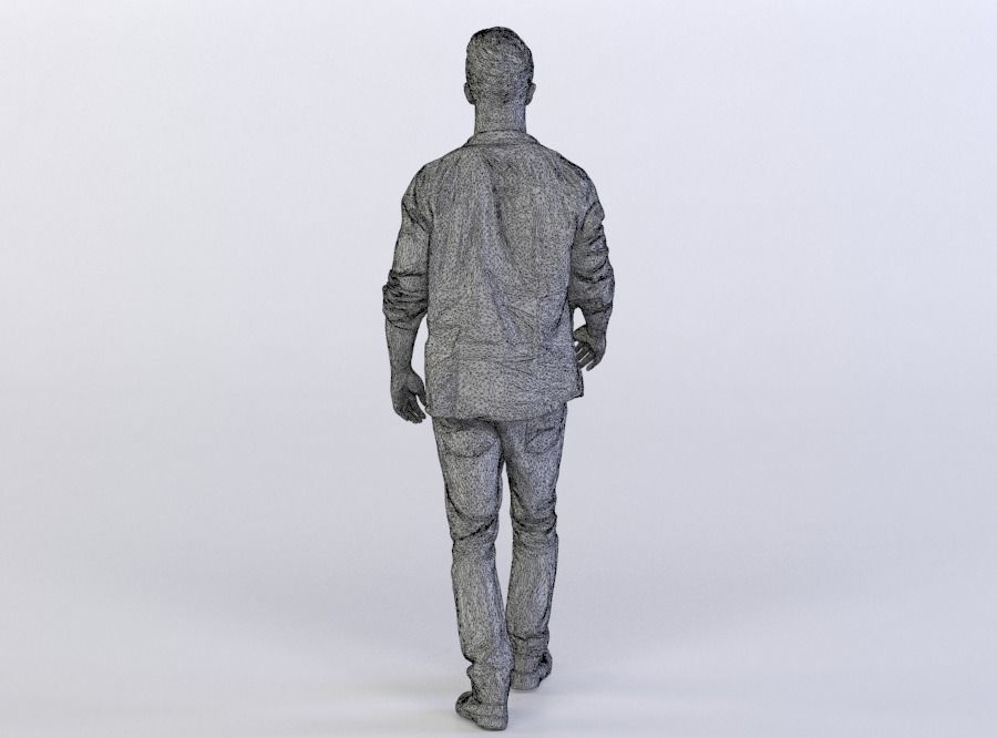 Leo 0398 Man in a denim shirt walking 3D model_6