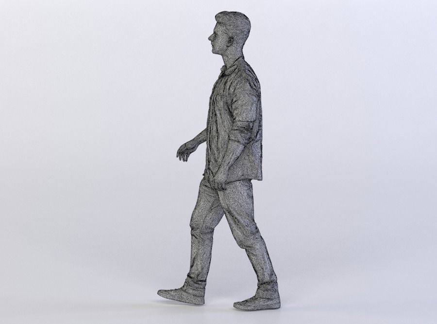 Leo 0398 Man in a denim shirt walking 3D model_5