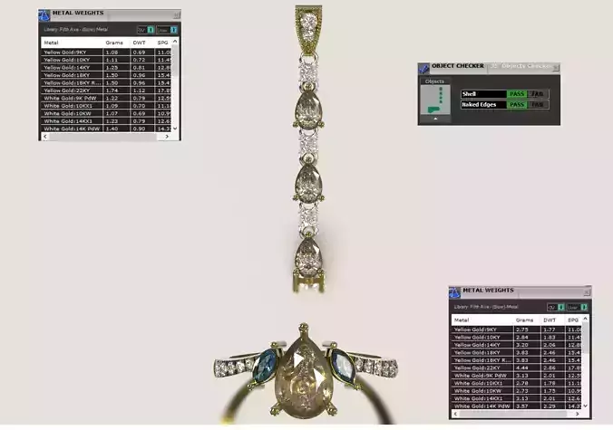 Cascade Pendant and Pear Shaped Bee Ring model js0024