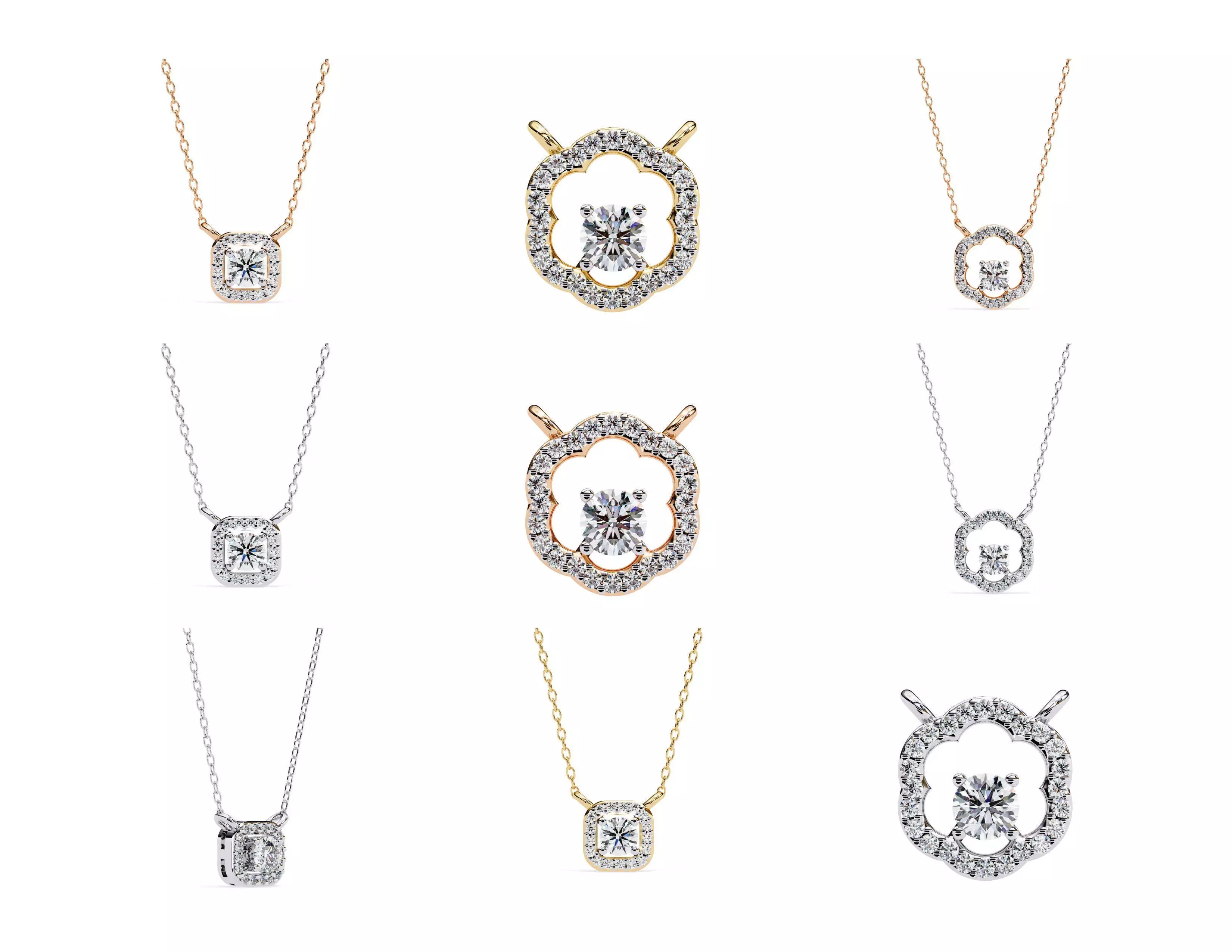 45 Diamond Pendant Designs 3DM STL Files Render 3D print model_18