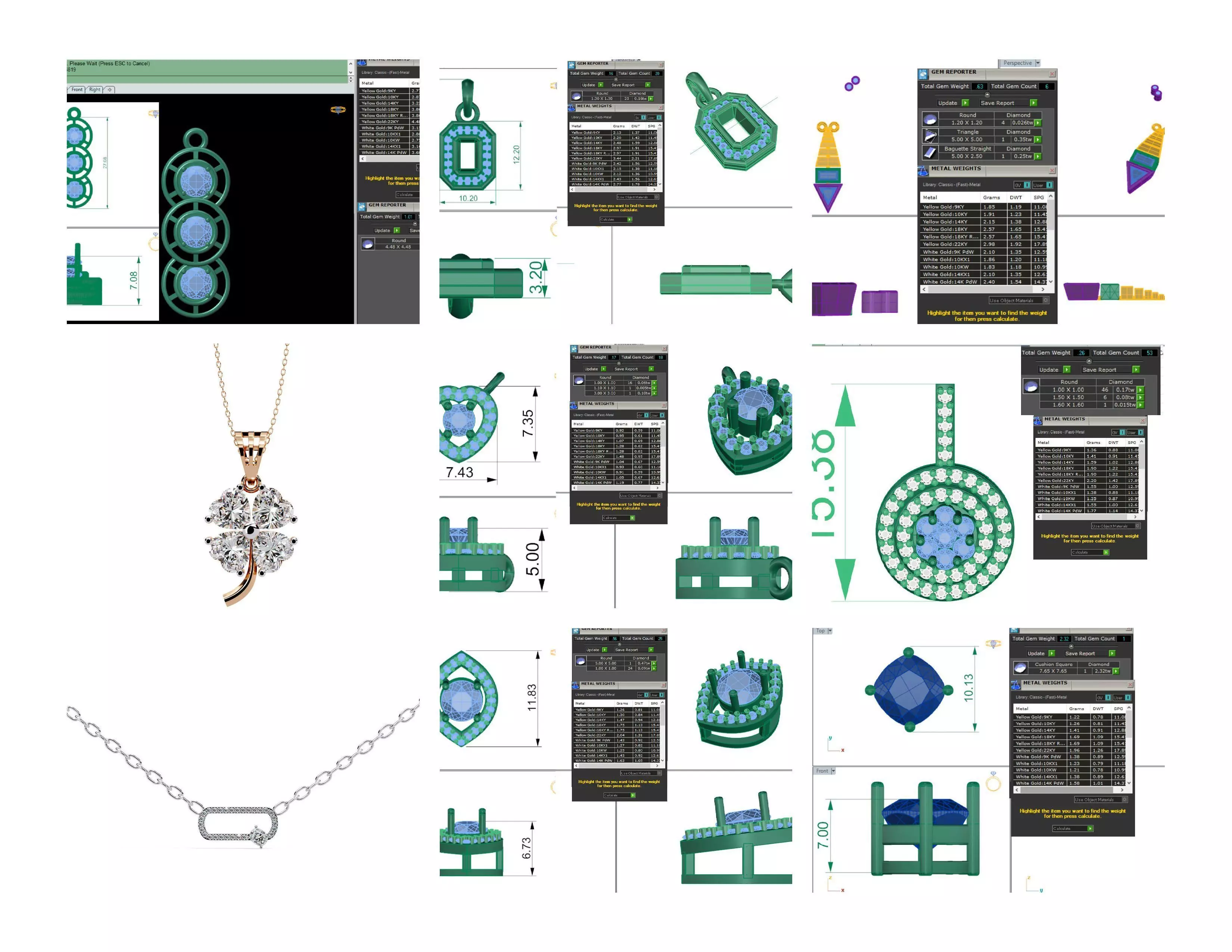 45 Diamond Pendant Designs 3DM STL Files Render 3D print model_2