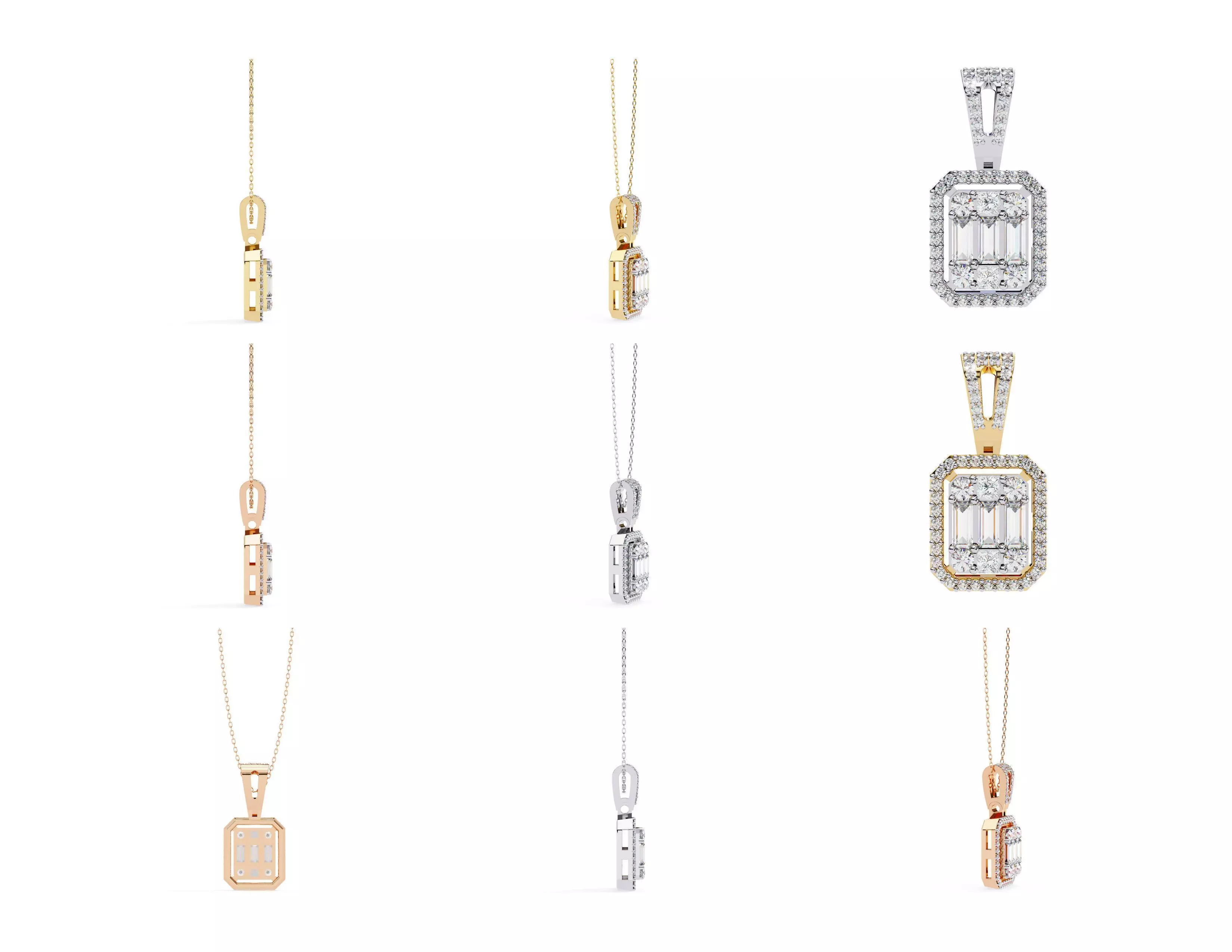 45 Diamond Pendant Designs 3DM STL Files Render 3D print model_5