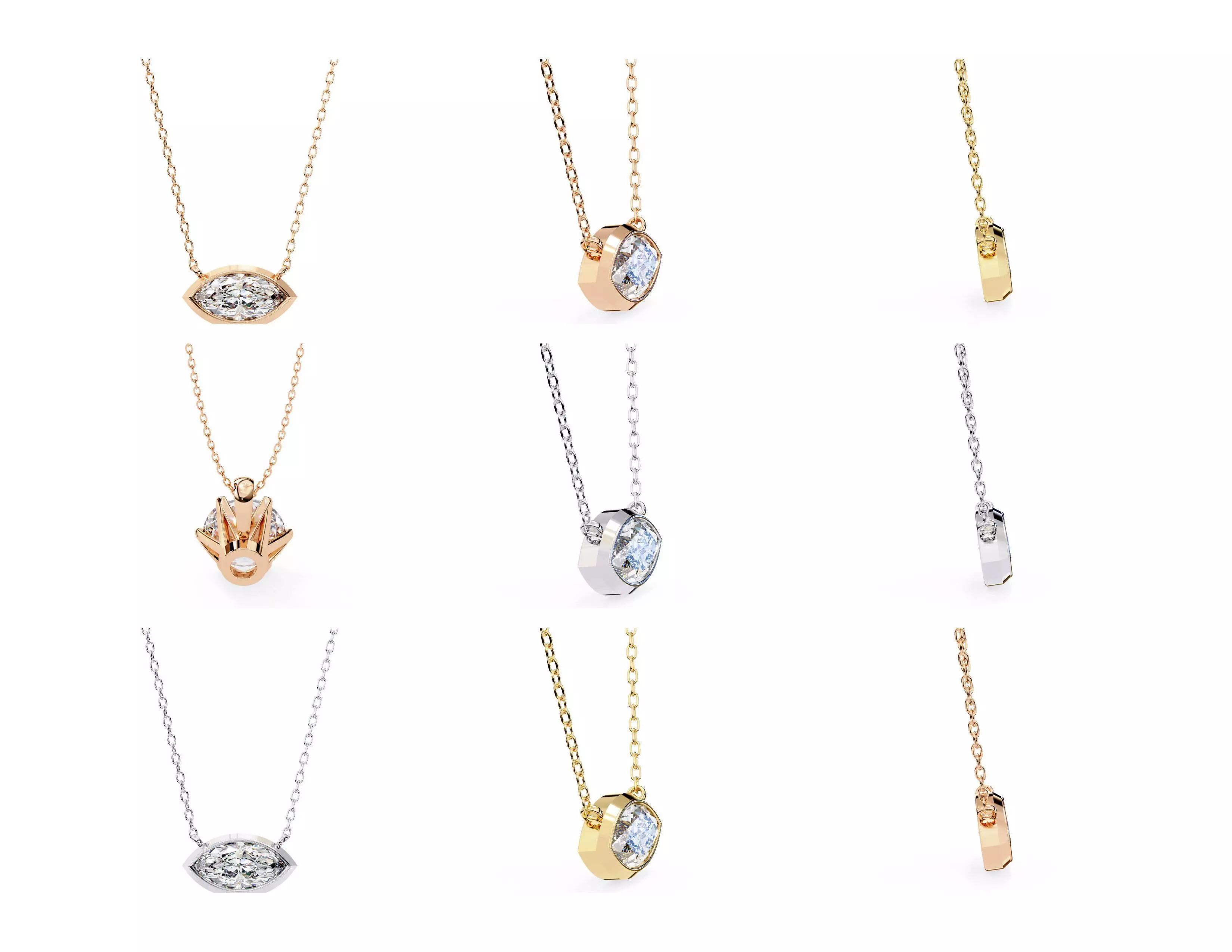 45 Diamond Pendant Designs 3DM STL Files Render 3D print model_43