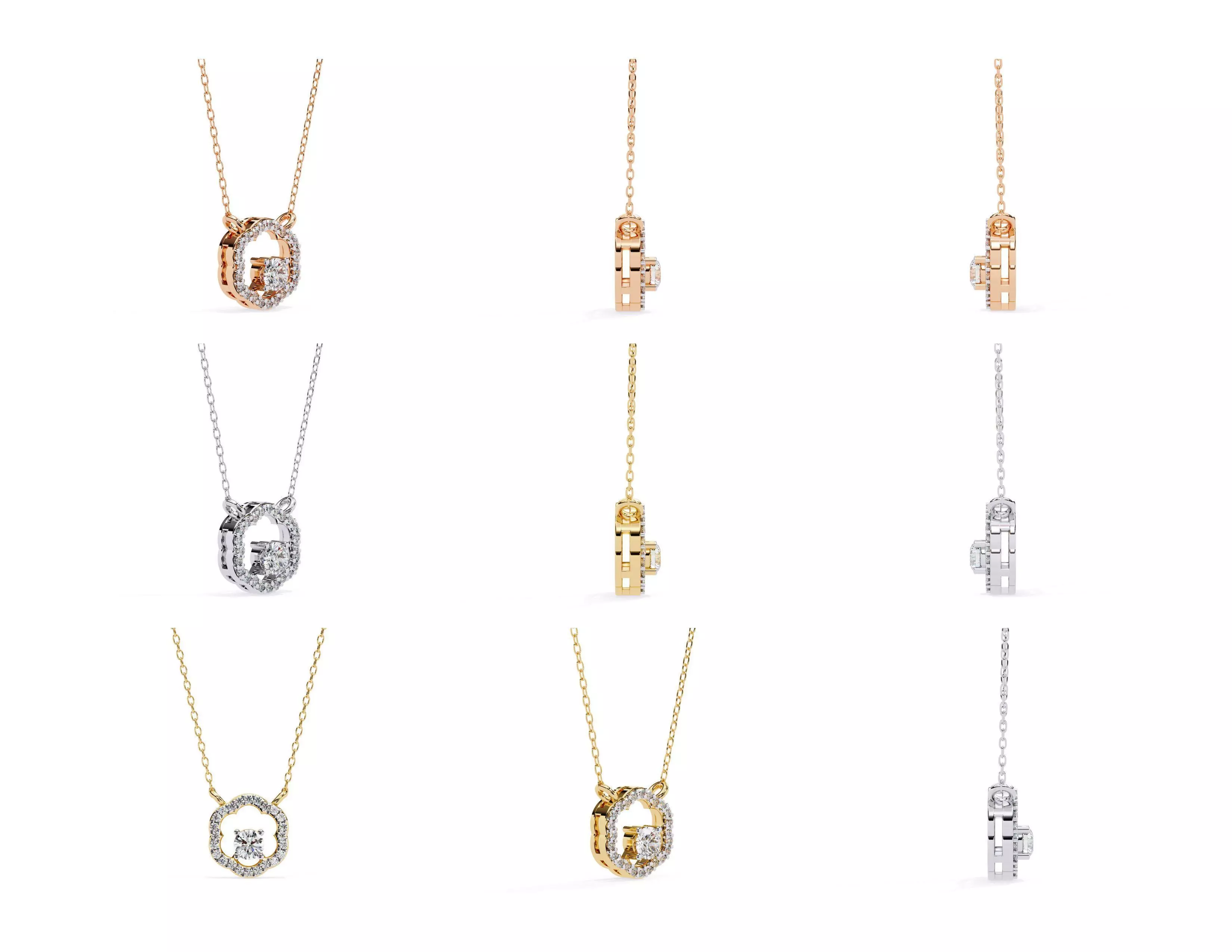 45 Diamond Pendant Designs 3DM STL Files Render 3D print model_19