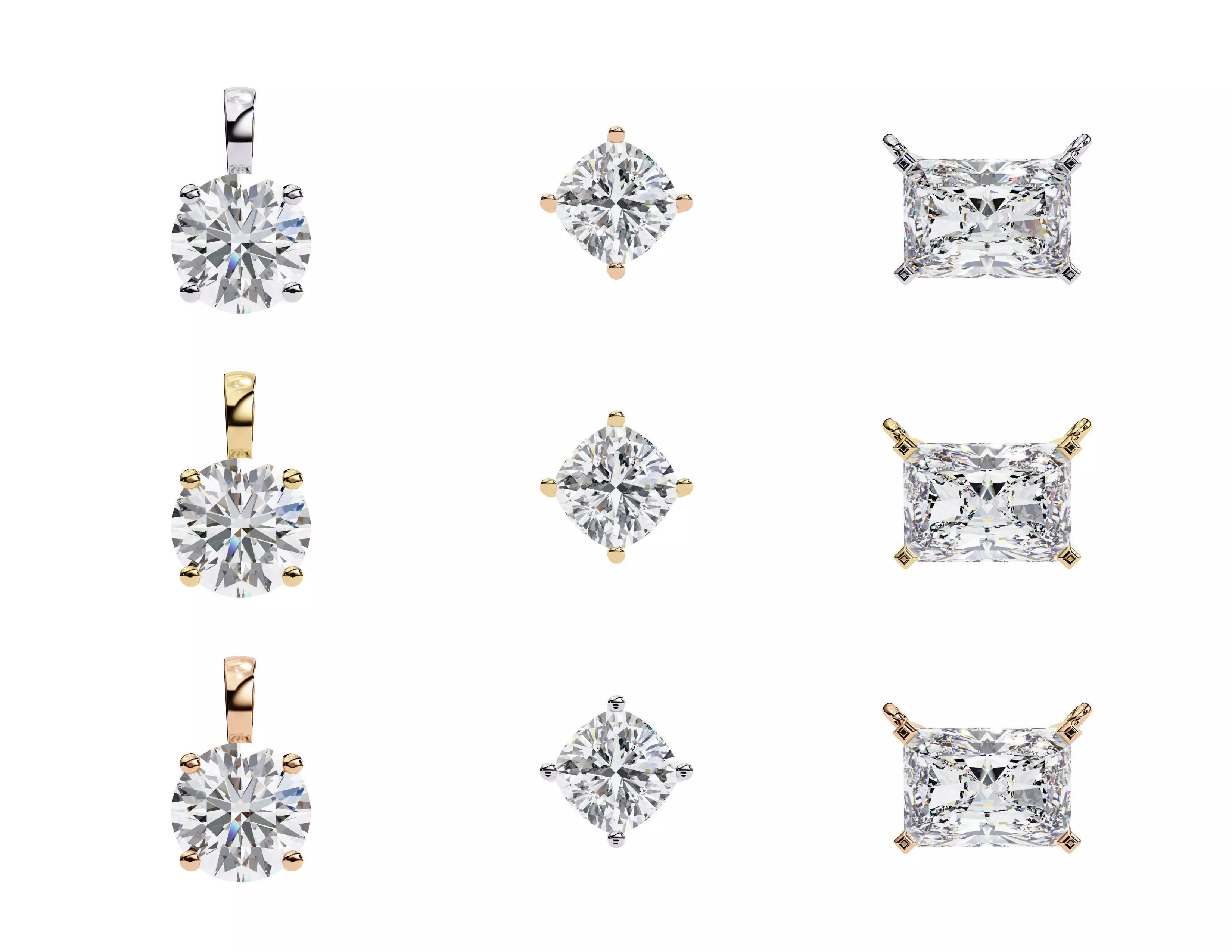 45 Diamond Pendant Designs 3DM STL Files Render 3D print model_29