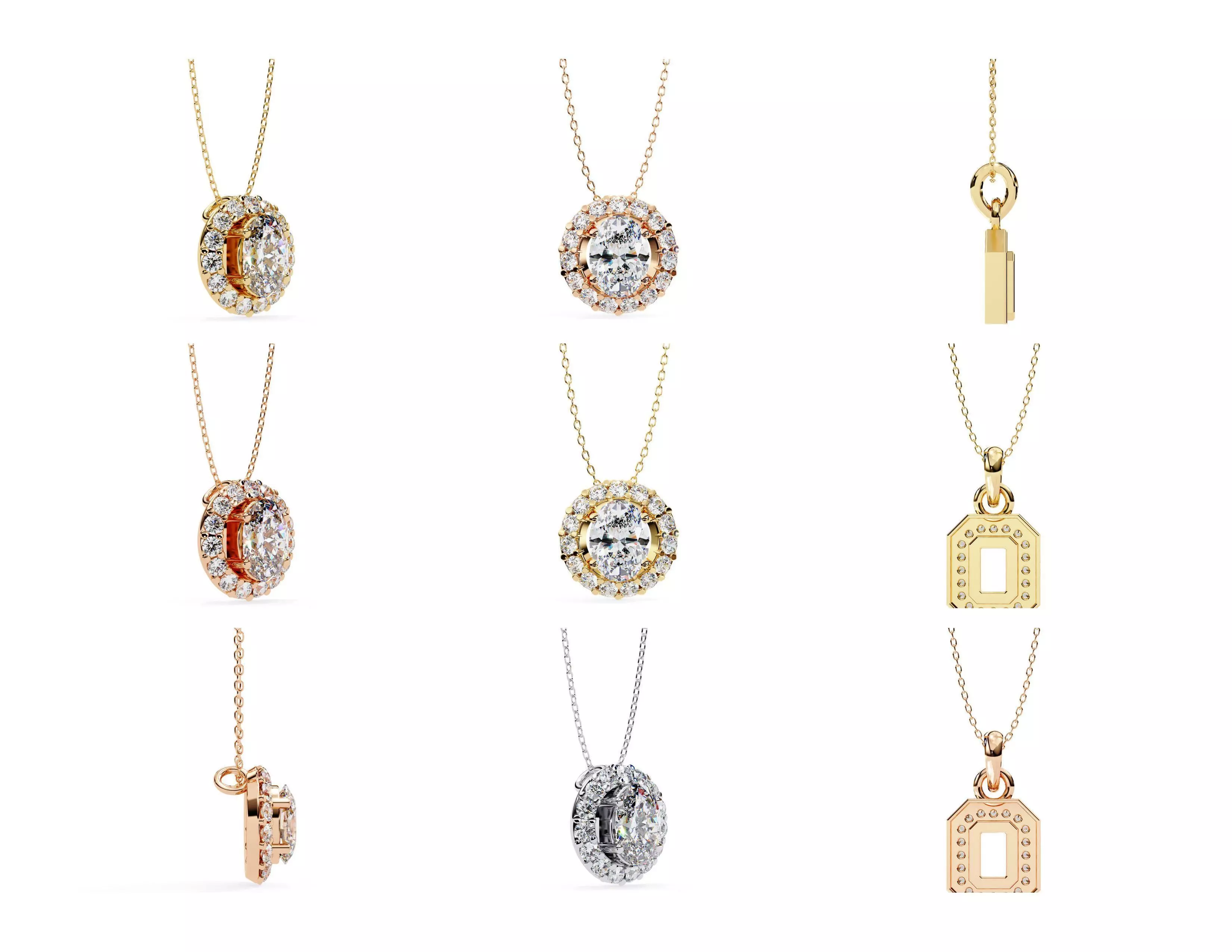 45 Diamond Pendant Designs 3DM STL Files Render 3D print model_23