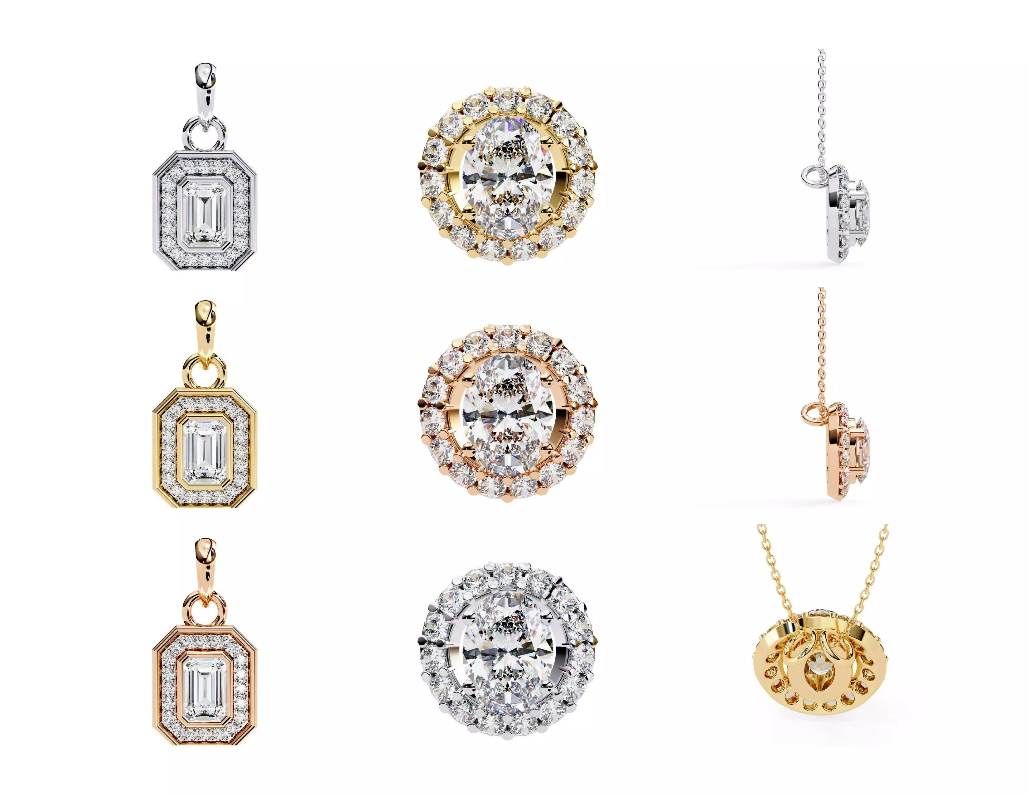 45 Diamond Pendant Designs 3DM STL Files Render 3D print model_22