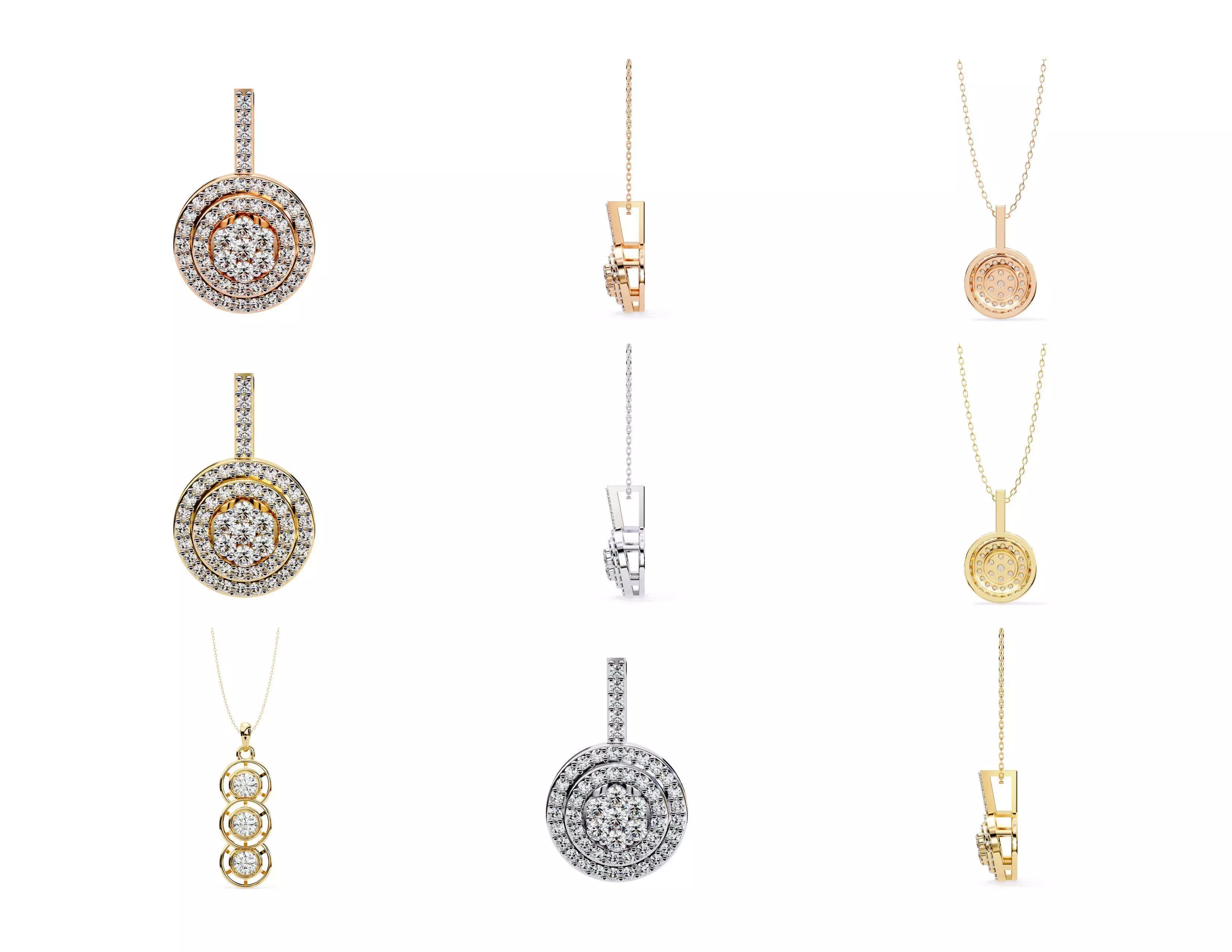 45 Diamond Pendant Designs 3DM STL Files Render 3D print model_9