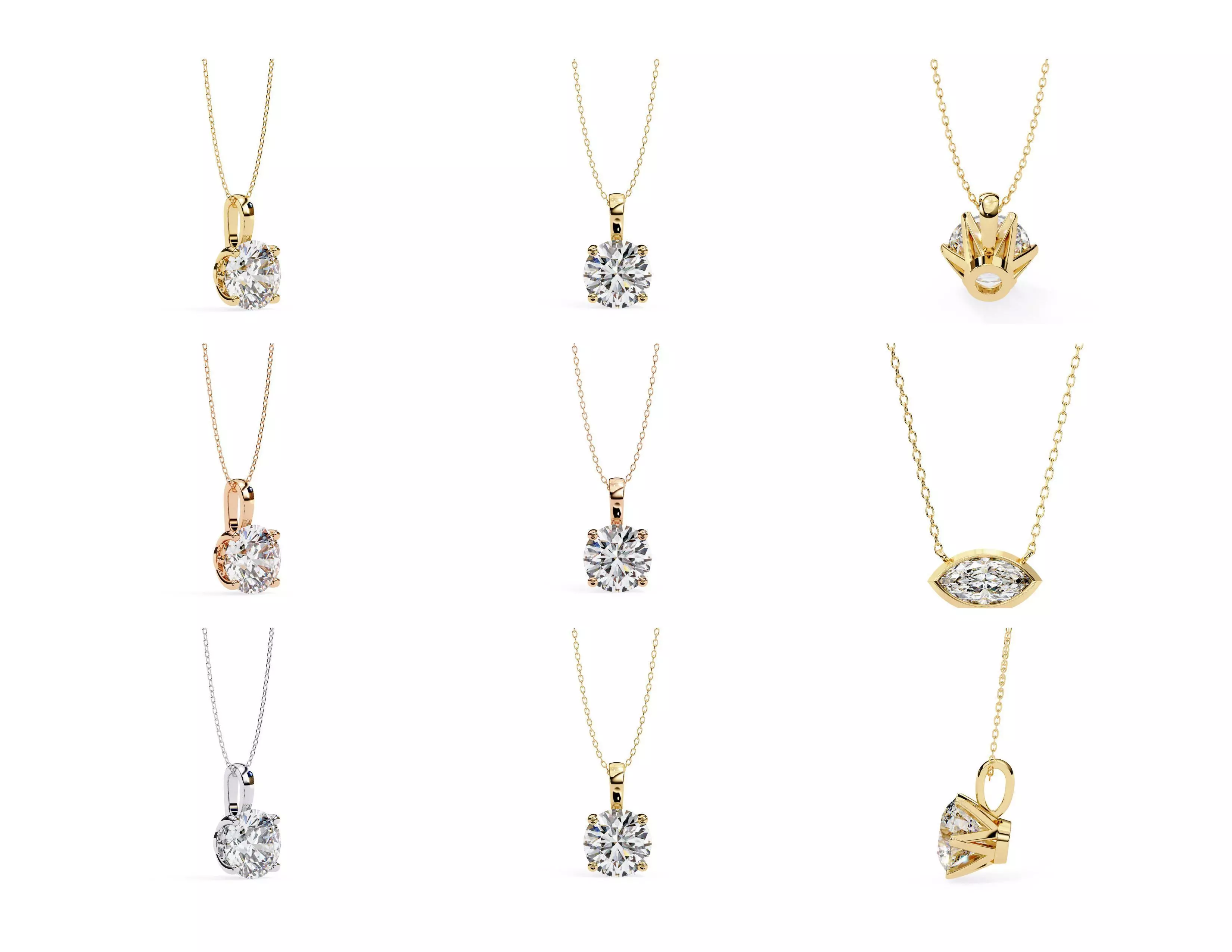 45 Diamond Pendant Designs 3DM STL Files Render 3D print model_42