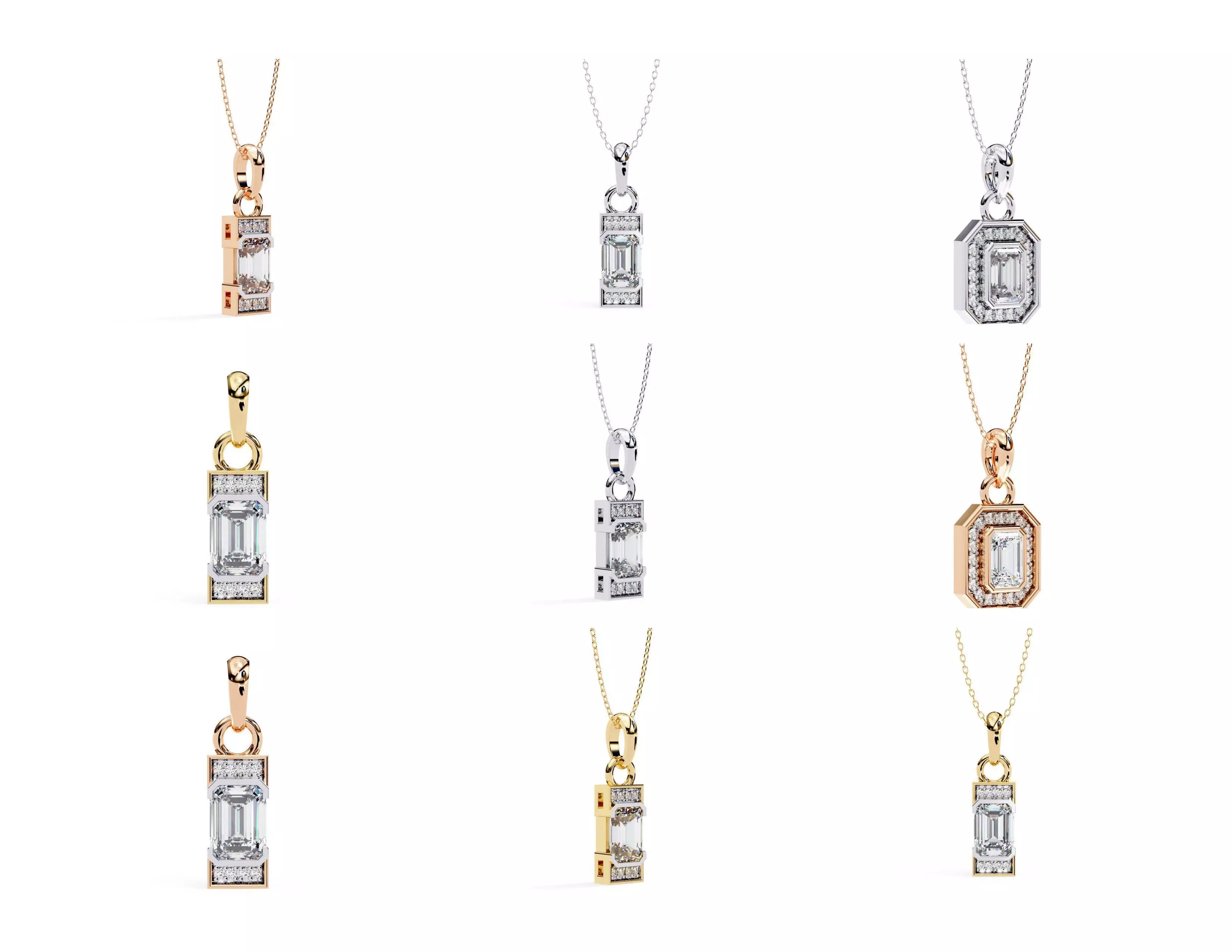 45 Diamond Pendant Designs 3DM STL Files Render 3D print model_21