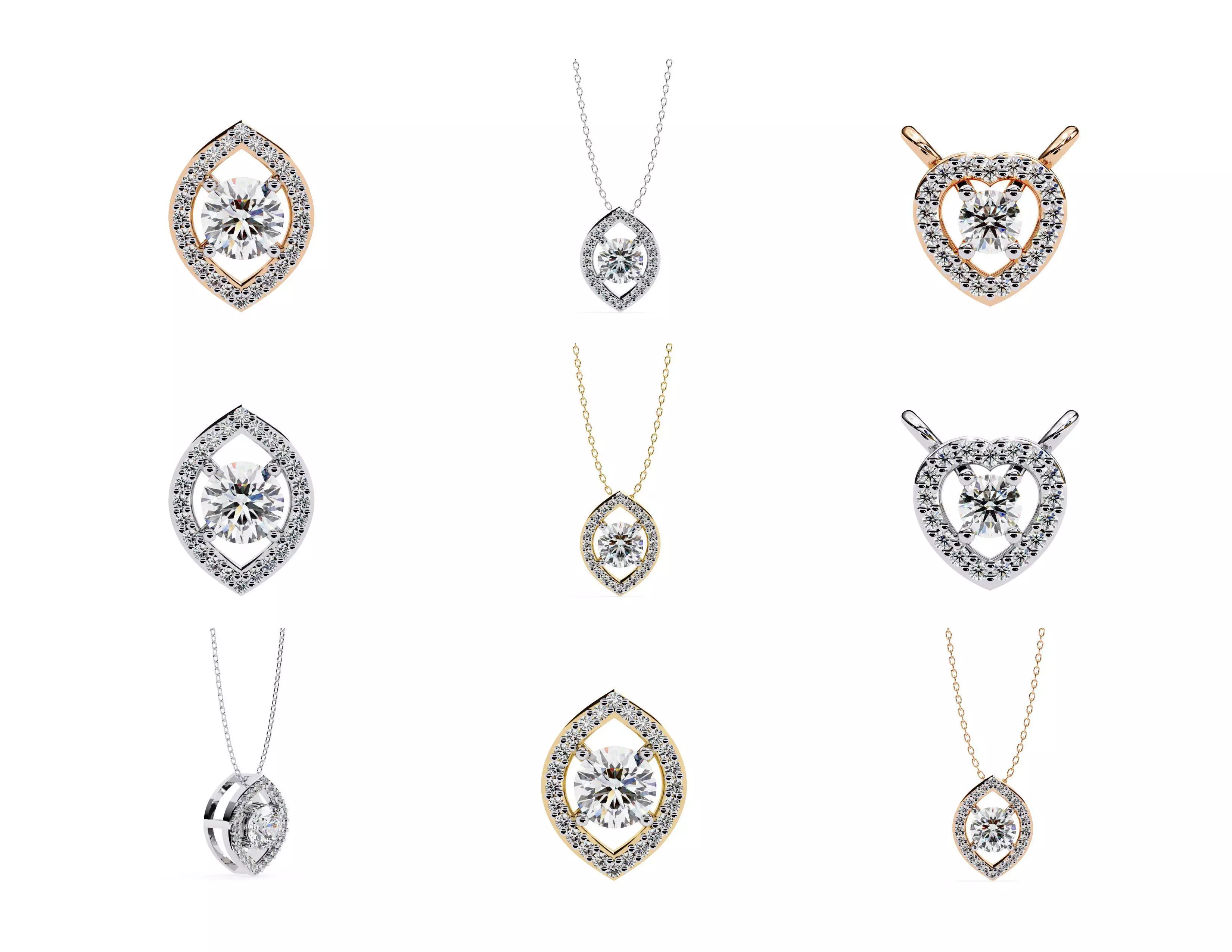 45 Diamond Pendant Designs 3DM STL Files Render 3D print model_13