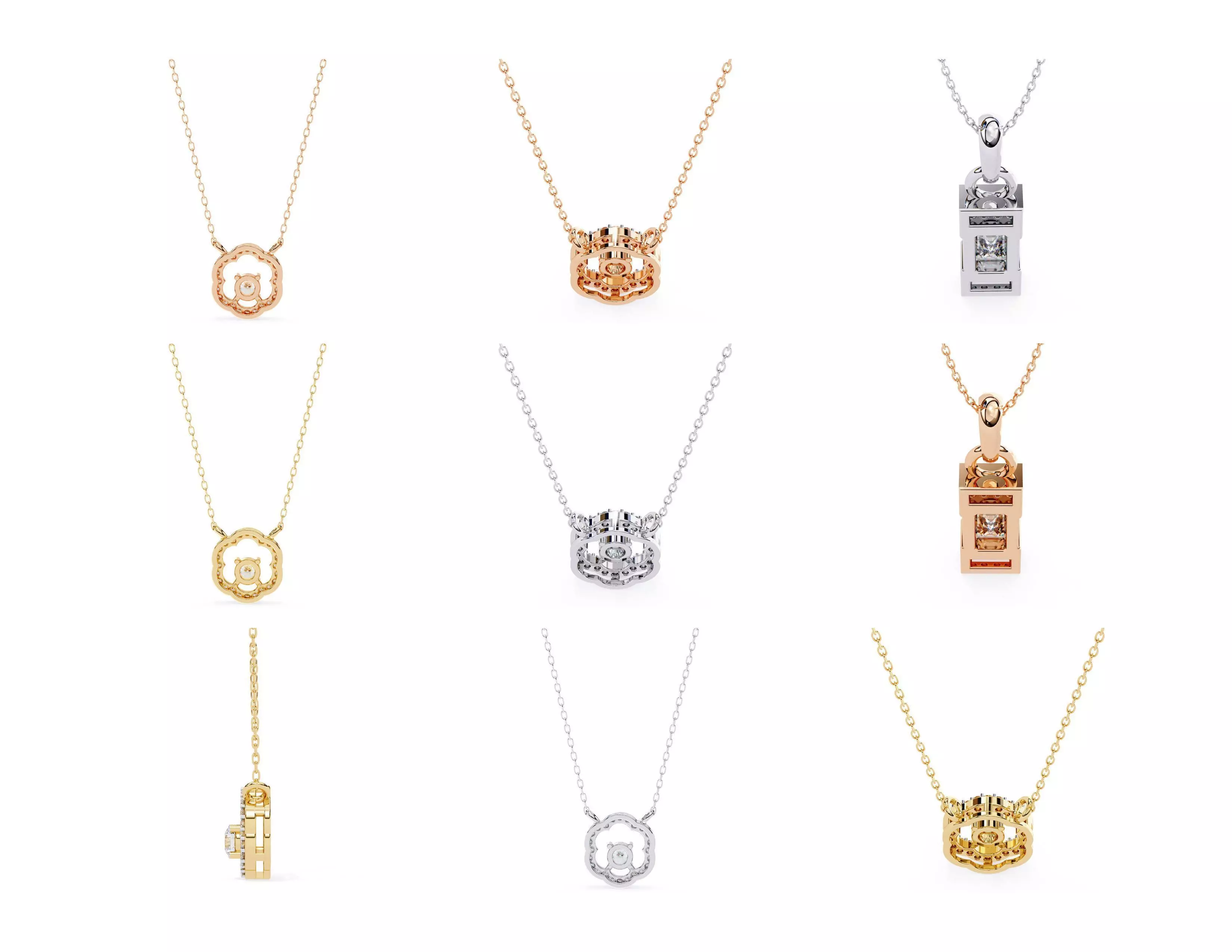 45 Diamond Pendant Designs 3DM STL Files Render 3D print model_20