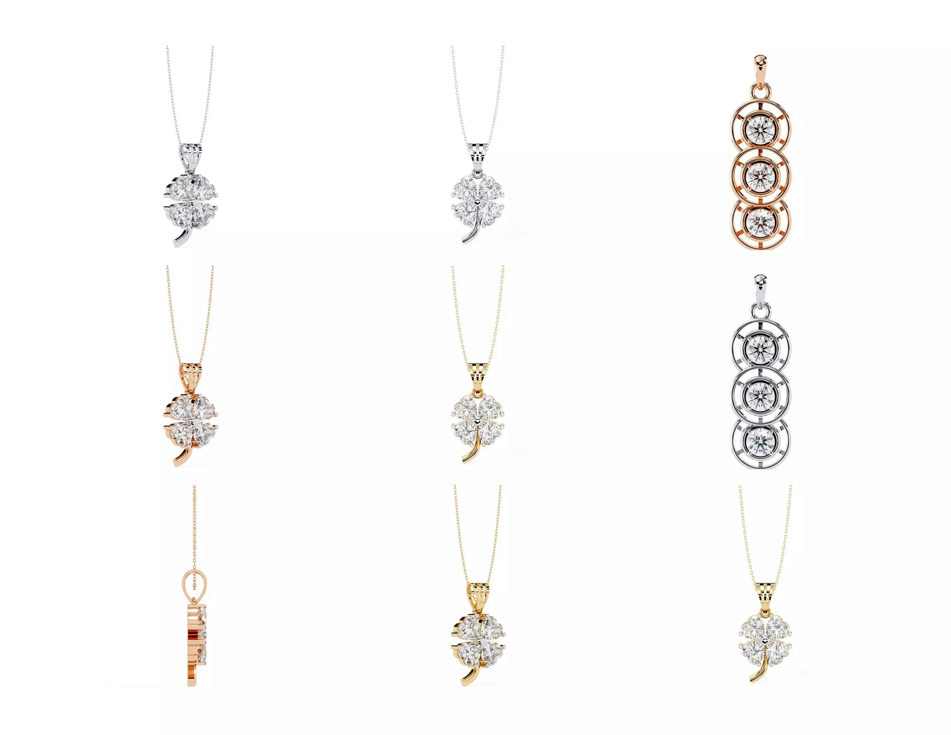 45 Diamond Pendant Designs 3DM STL Files Render 3D print model_6