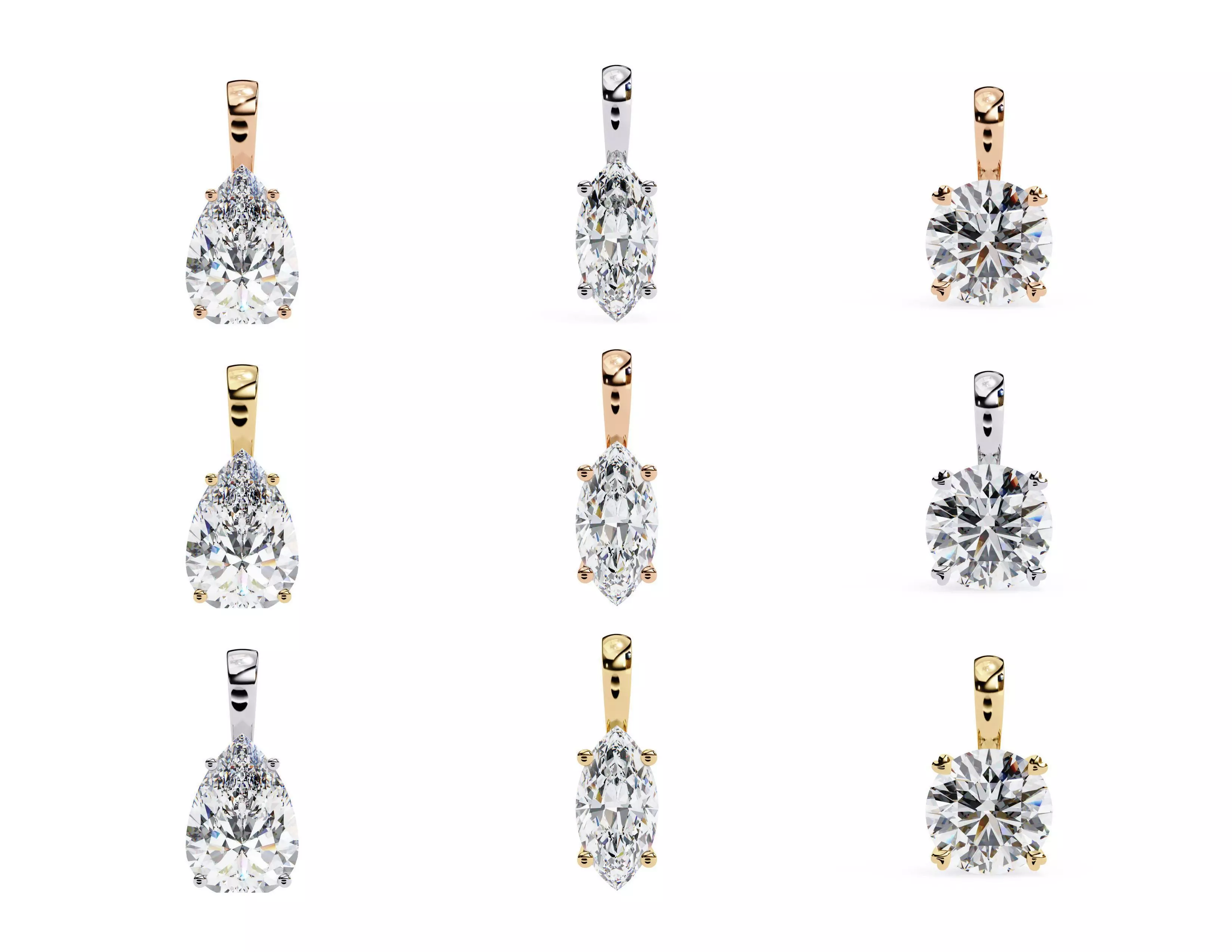 45 Diamond Pendant Designs 3DM STL Files Render 3D print model_30