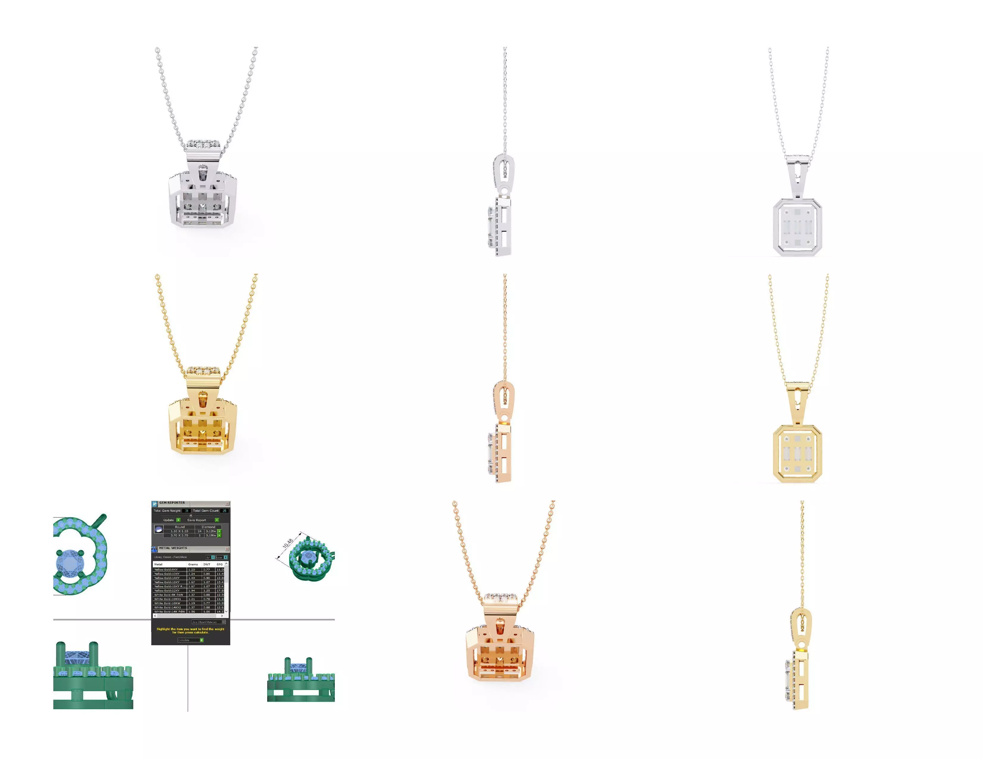 45 Diamond Pendant Designs 3DM STL Files Render 3D print model_4