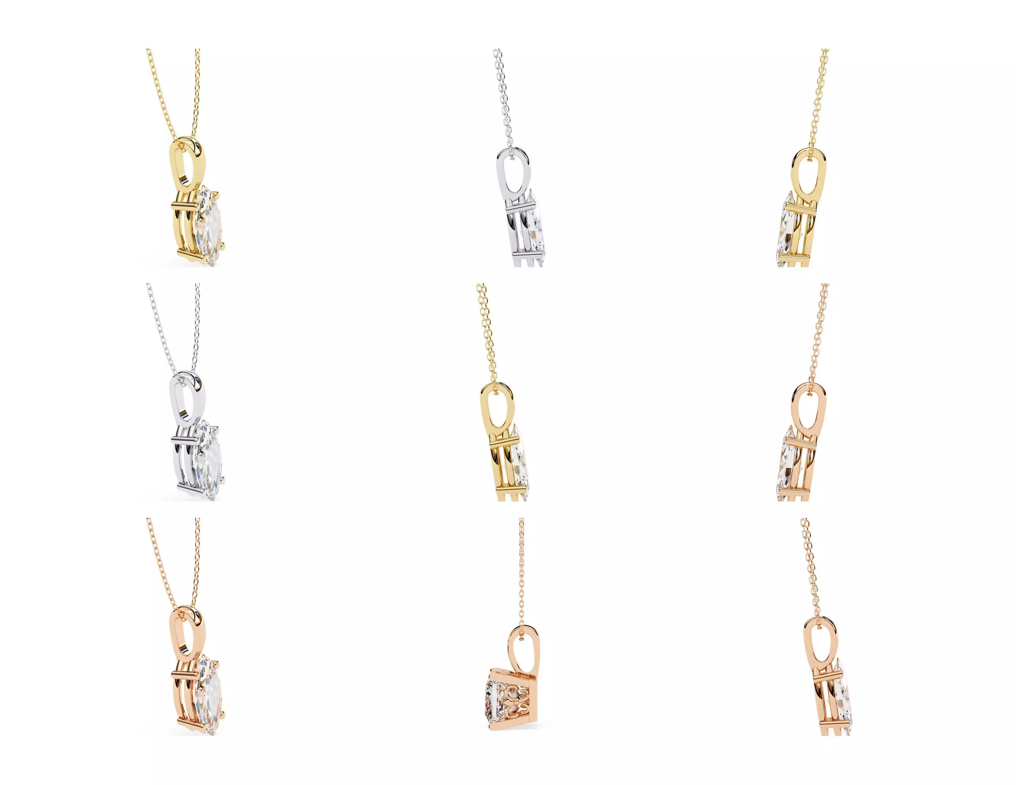 45 Diamond Pendant Designs 3DM STL Files Render 3D print model_39