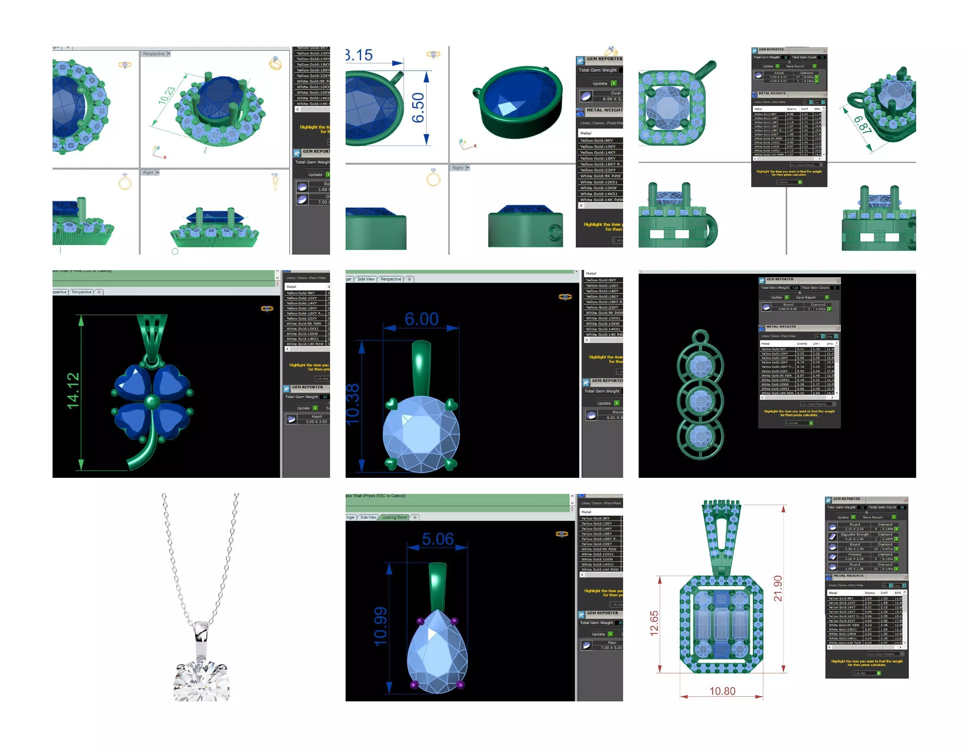 45 Diamond Pendant Designs 3DM STL Files Render 3D print model_3