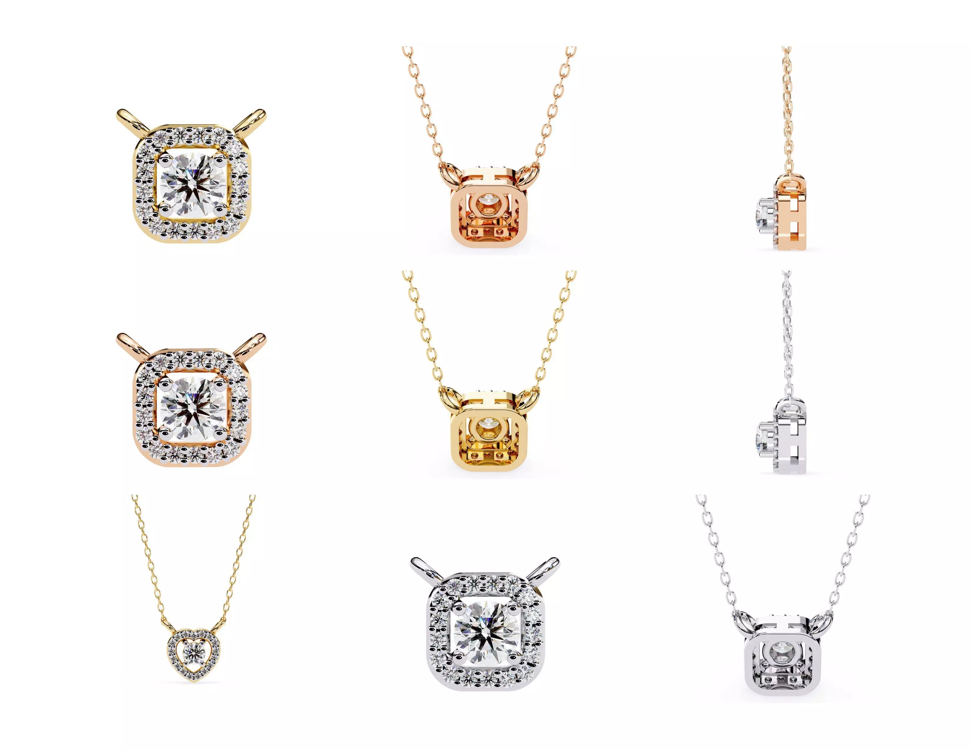 45 Diamond Pendant Designs 3DM STL Files Render 3D print model_16