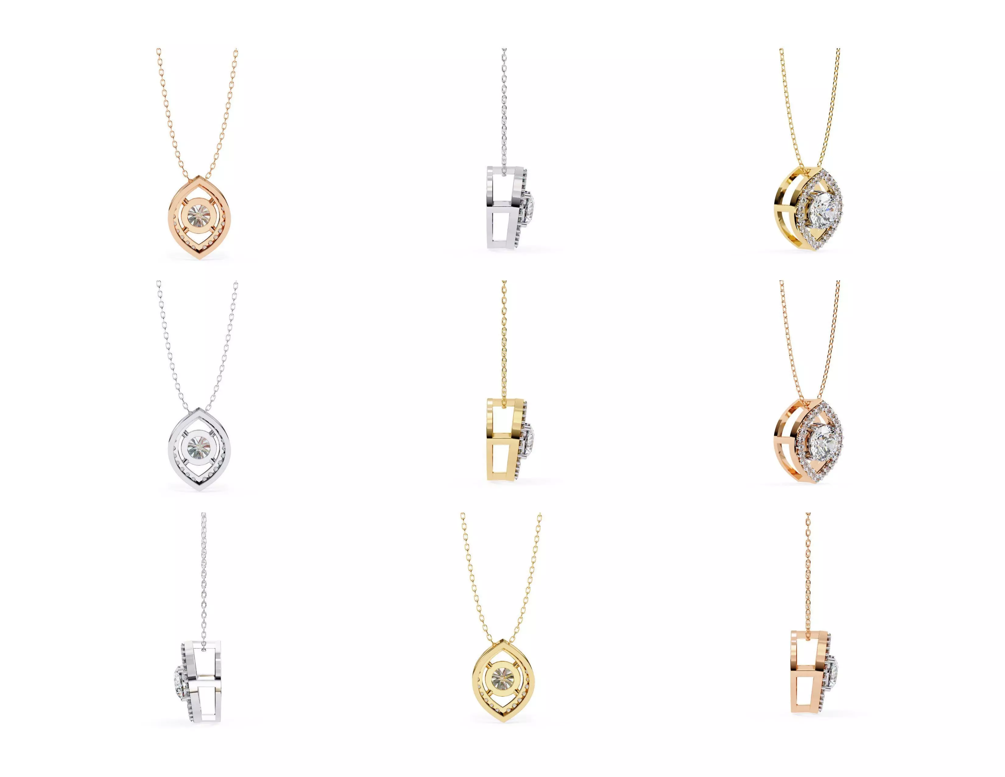 45 Diamond Pendant Designs 3DM STL Files Render 3D print model_12