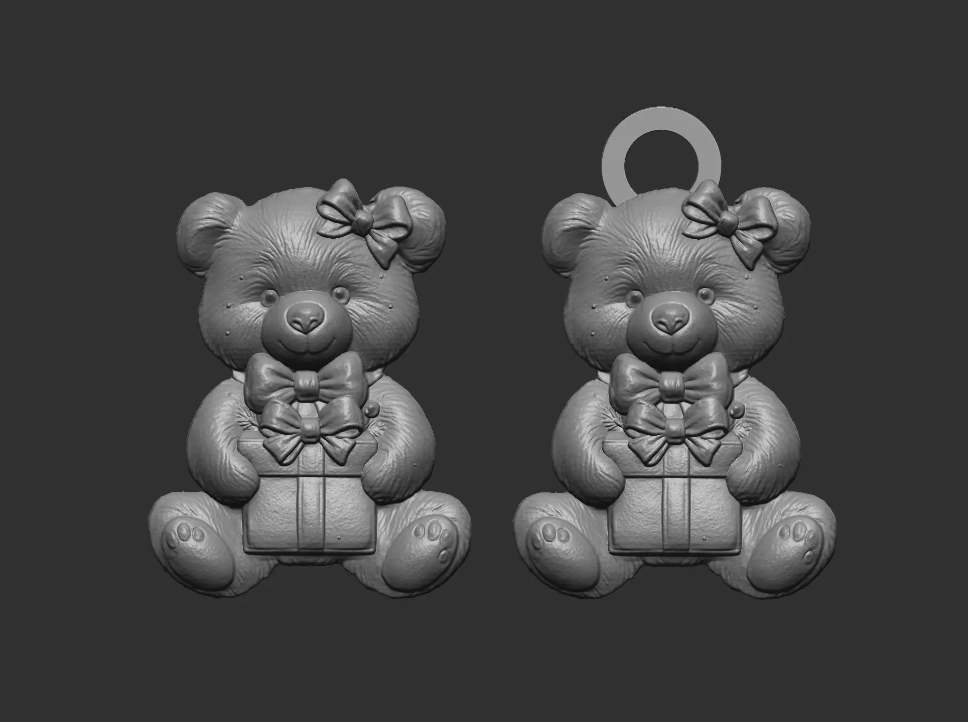 teddy with christmas gift cnc model keychain 3D print model_8