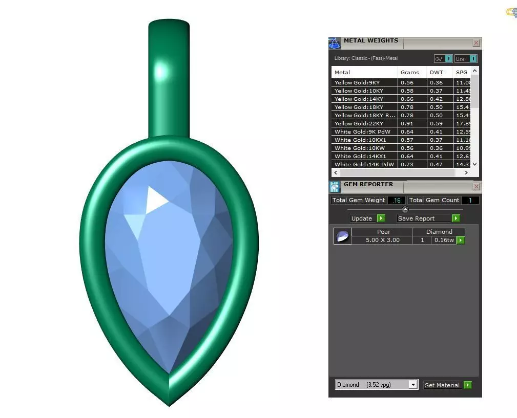 Pear Solitaire pendant 3D print model_5