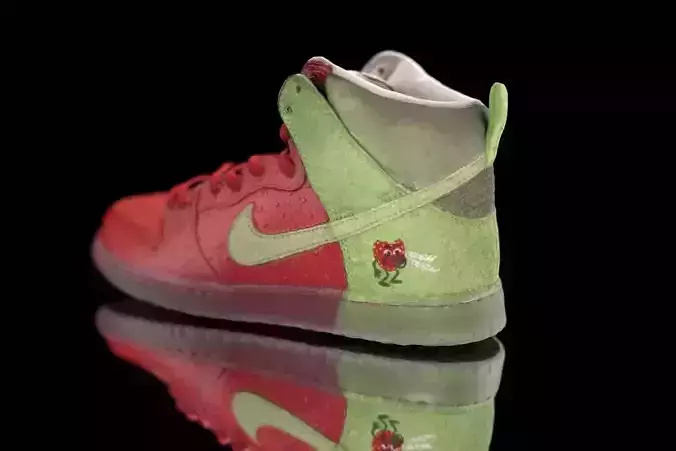 Highly detailed 3D model of the Nike SB Dunk High Strawberry  3D model