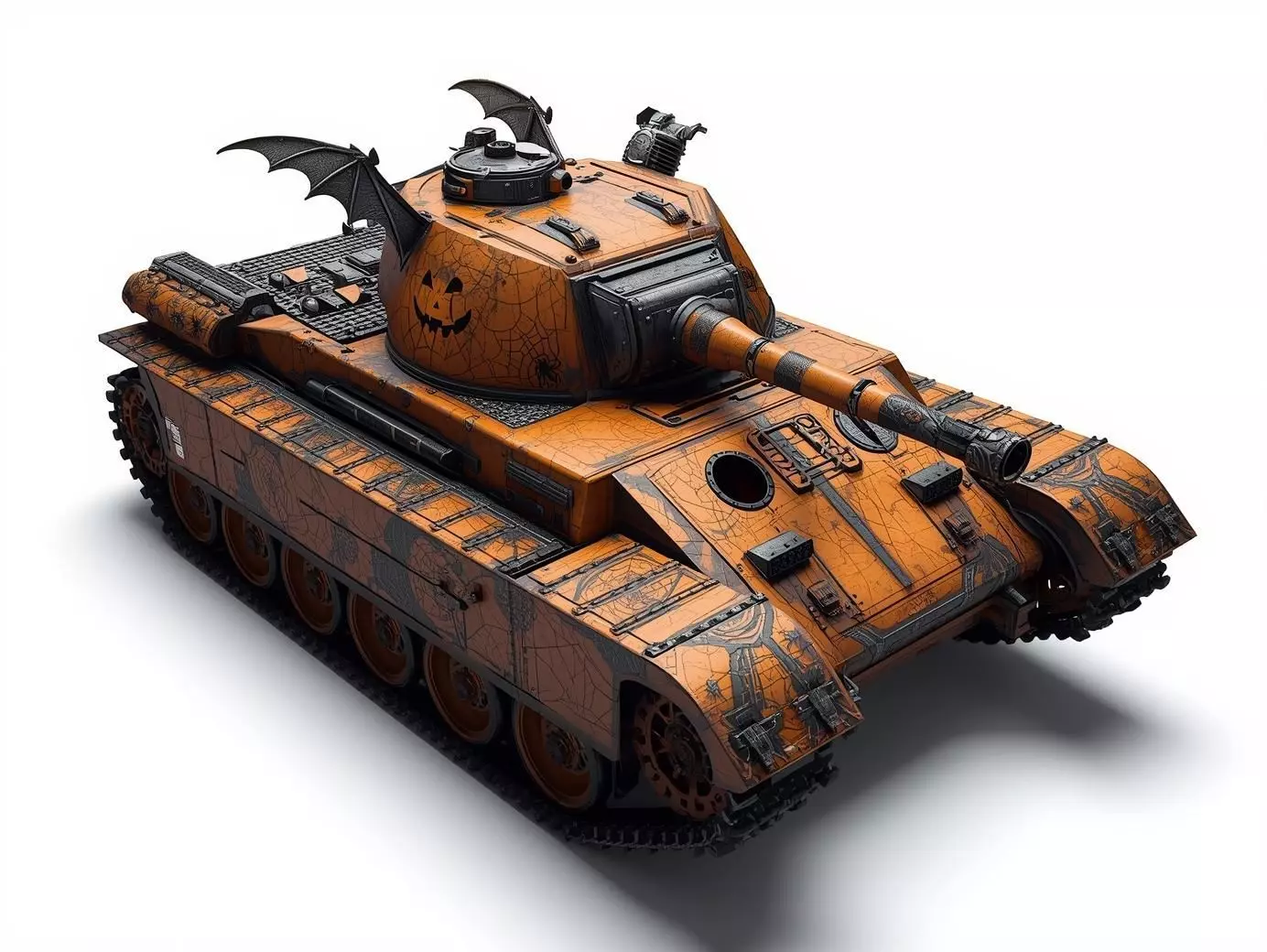 Halloween JackOLantern Tank 3D Model Weathered War Machine Low-poly 3D model_0