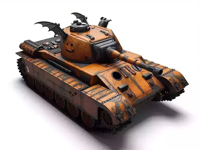 Halloween JackOLantern Tank 3D Model Weathered War Machine Low-poly 3D model