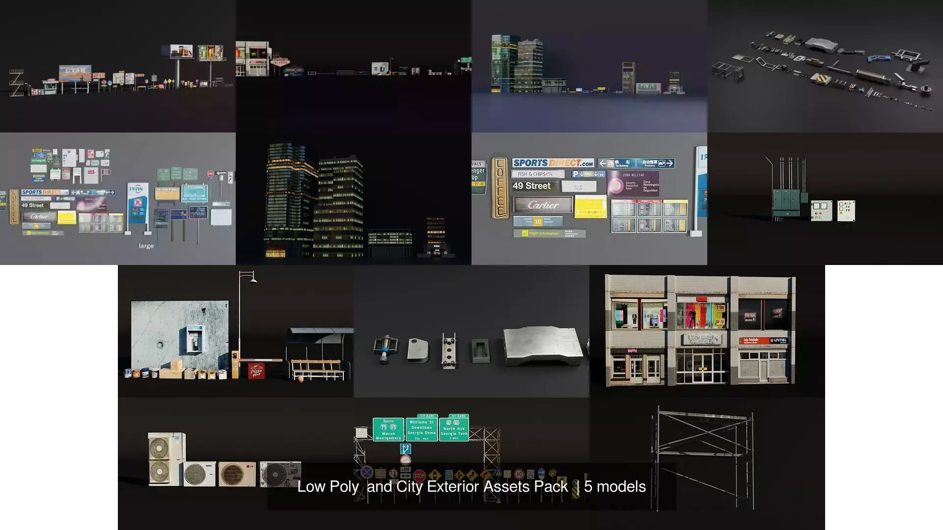 Low Poly  and City Exterior Assets Pack  3D Model Collection_0