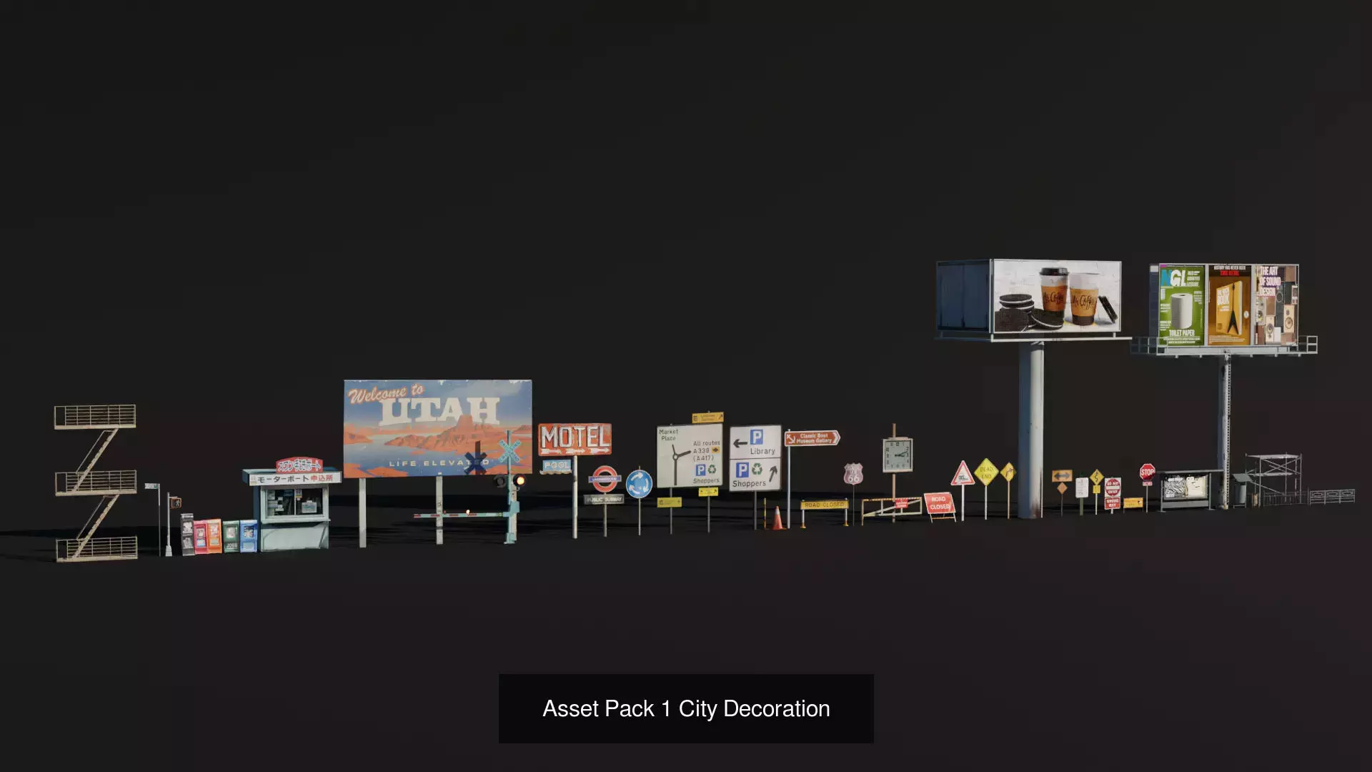 Low Poly  and City Exterior Assets Pack  3D Model Collection_1