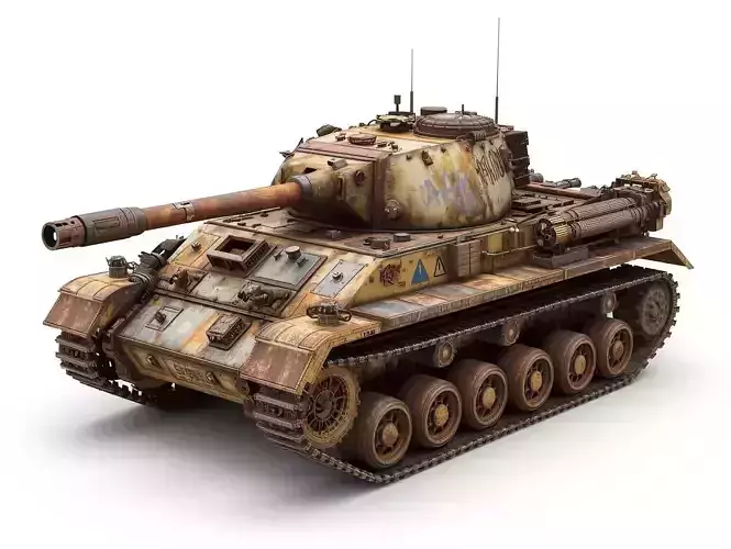 Rusted Post Apocalyptic Tank 3D Model War Torn Vehicle Low-poly 3D model