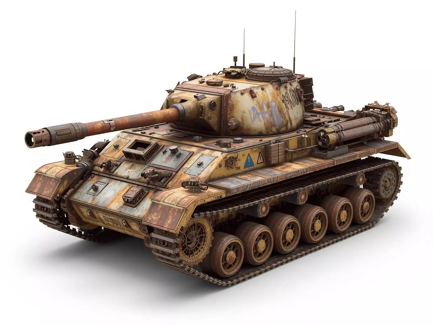 Rusted Post Apocalyptic Tank 3D Model War Torn Vehicle Low-poly 3D model_0