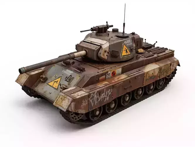 Rusted Siege Tank 3D Model Abandoned War Machine Low-poly 3D model