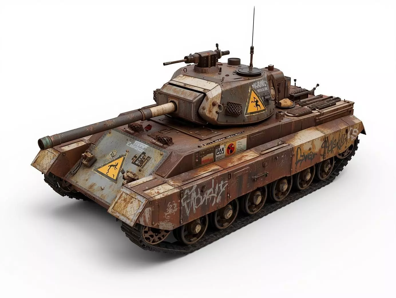 Rusted Siege Tank 3D Model Abandoned War Machine Low-poly 3D model_0