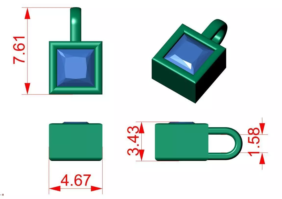 Princess Solitaire Pendant 3D print model_7