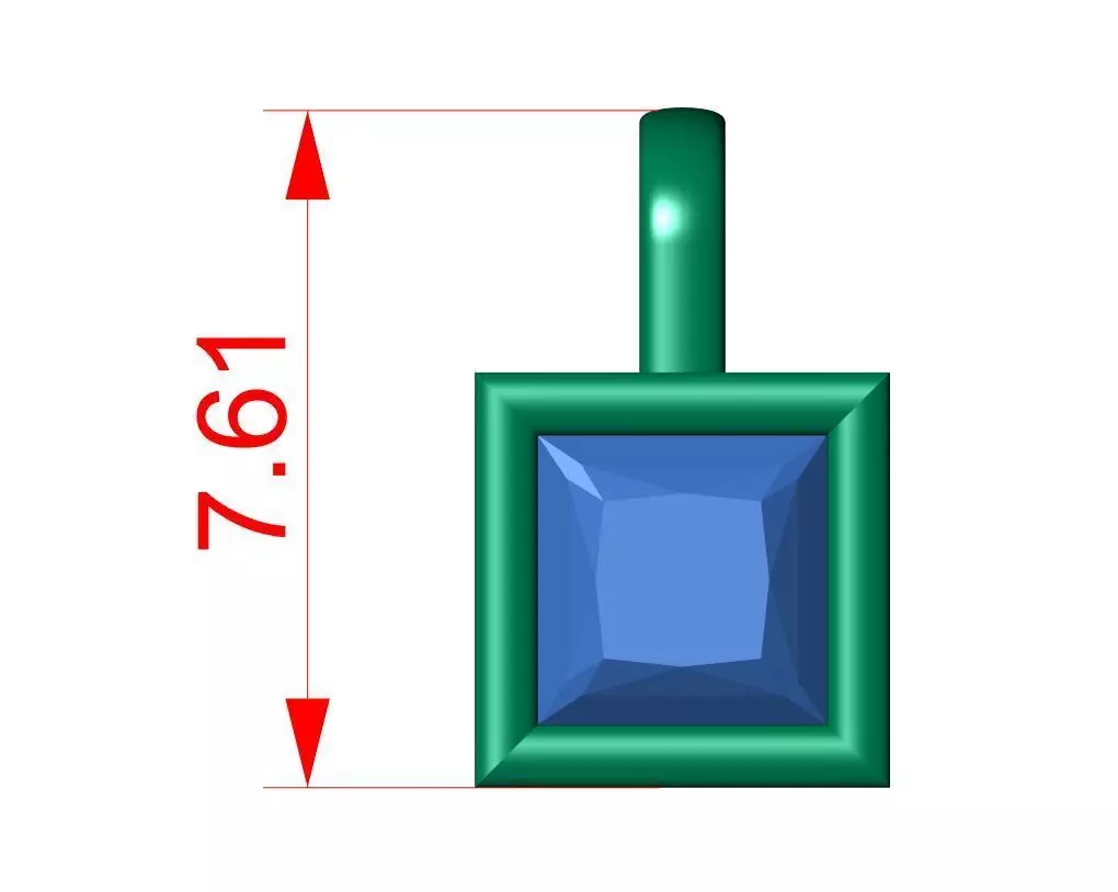 Princess Solitaire Pendant 3D print model_6