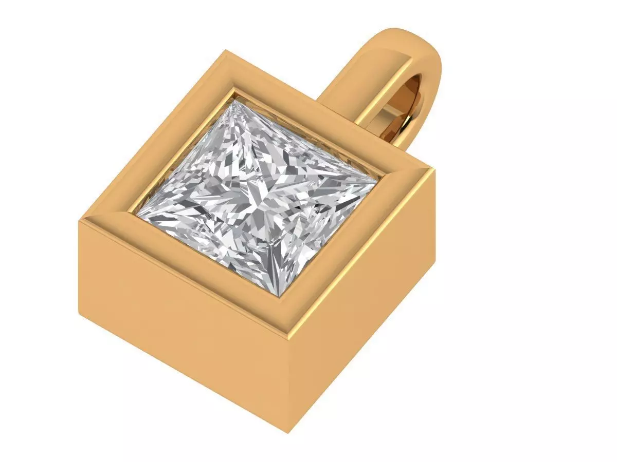 Princess Solitaire Pendant 3D print model_3