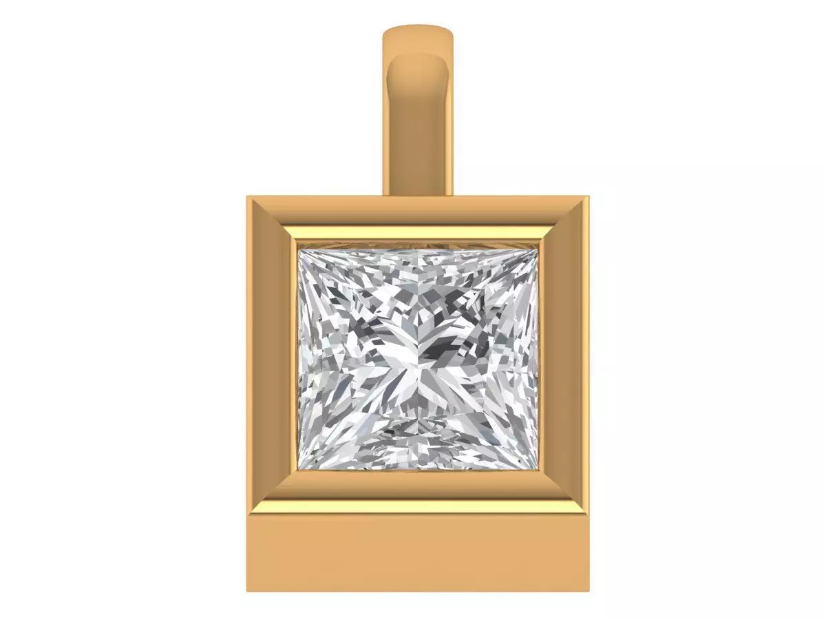 Princess Solitaire Pendant 3D print model_4