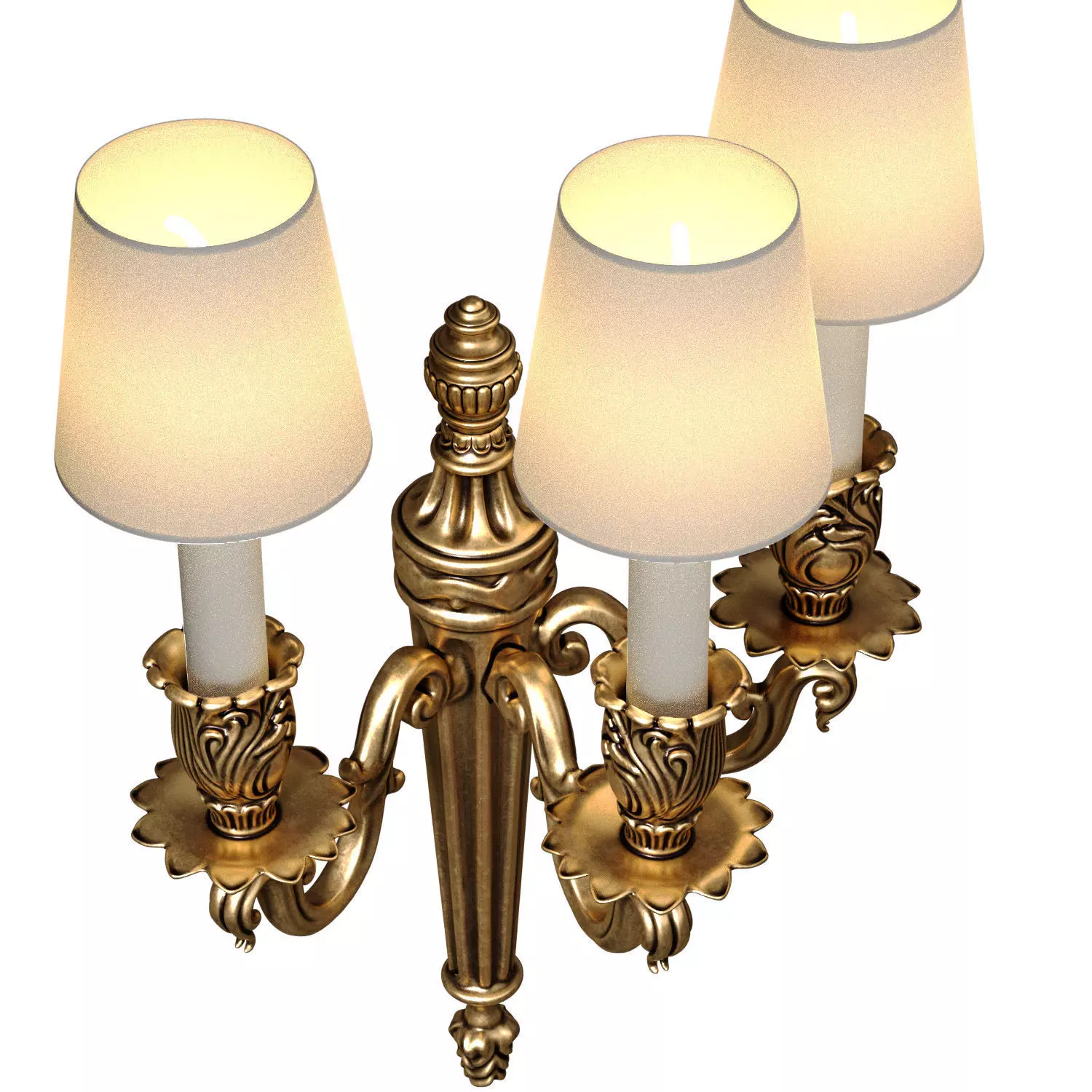 Large brass wall Lamp sconce Light in classic French style 3D model_1