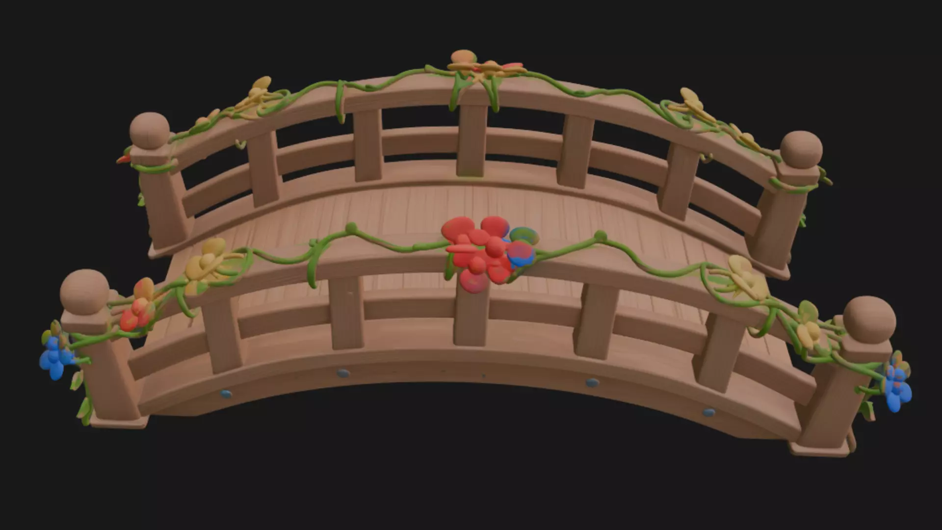 Pixar style cartoony bridge 3D model_4