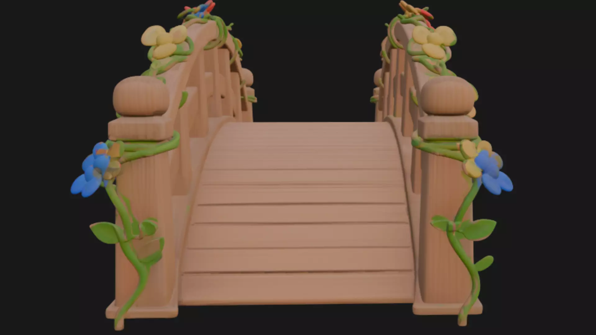 Pixar style cartoony bridge 3D model_2