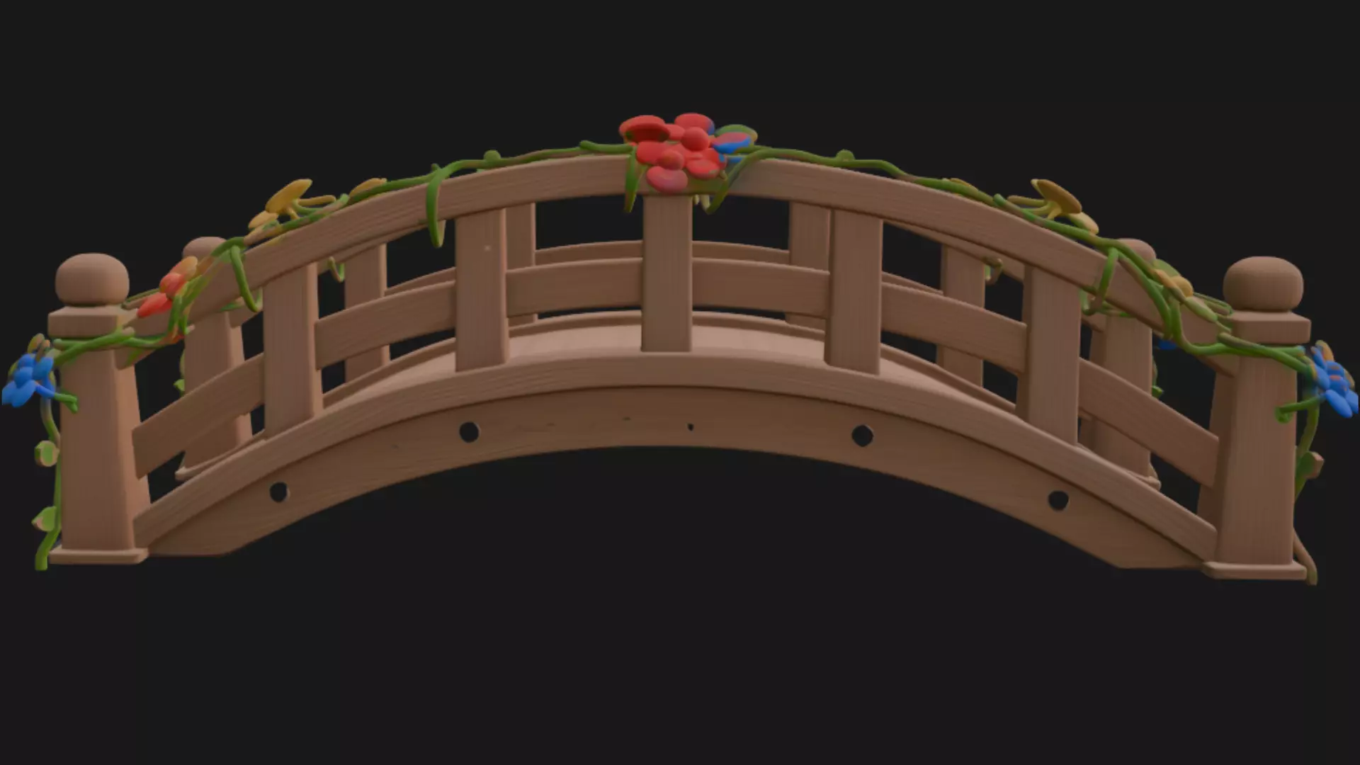 Pixar style cartoony bridge 3D model_3