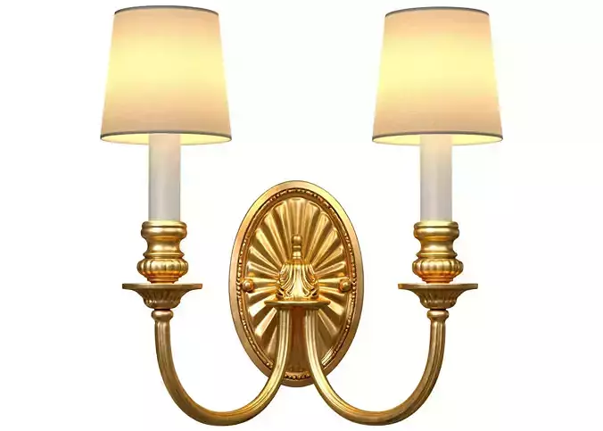 Golden sconce in classic MARINER style Two-horn wall lamp