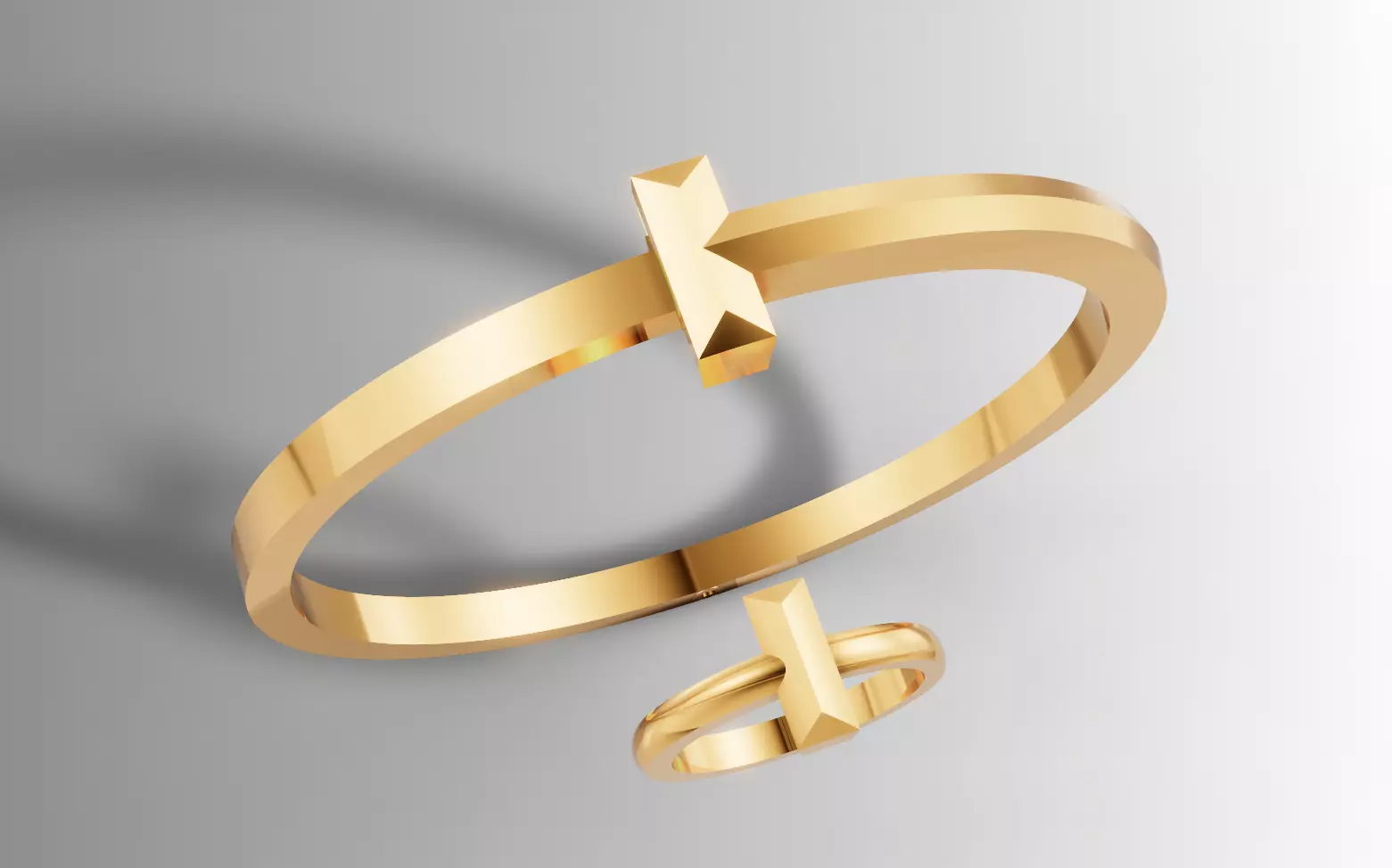 Tiffany T Style Ring Bangle Set 3D Model STL 3DM Cad File 3D print model_0