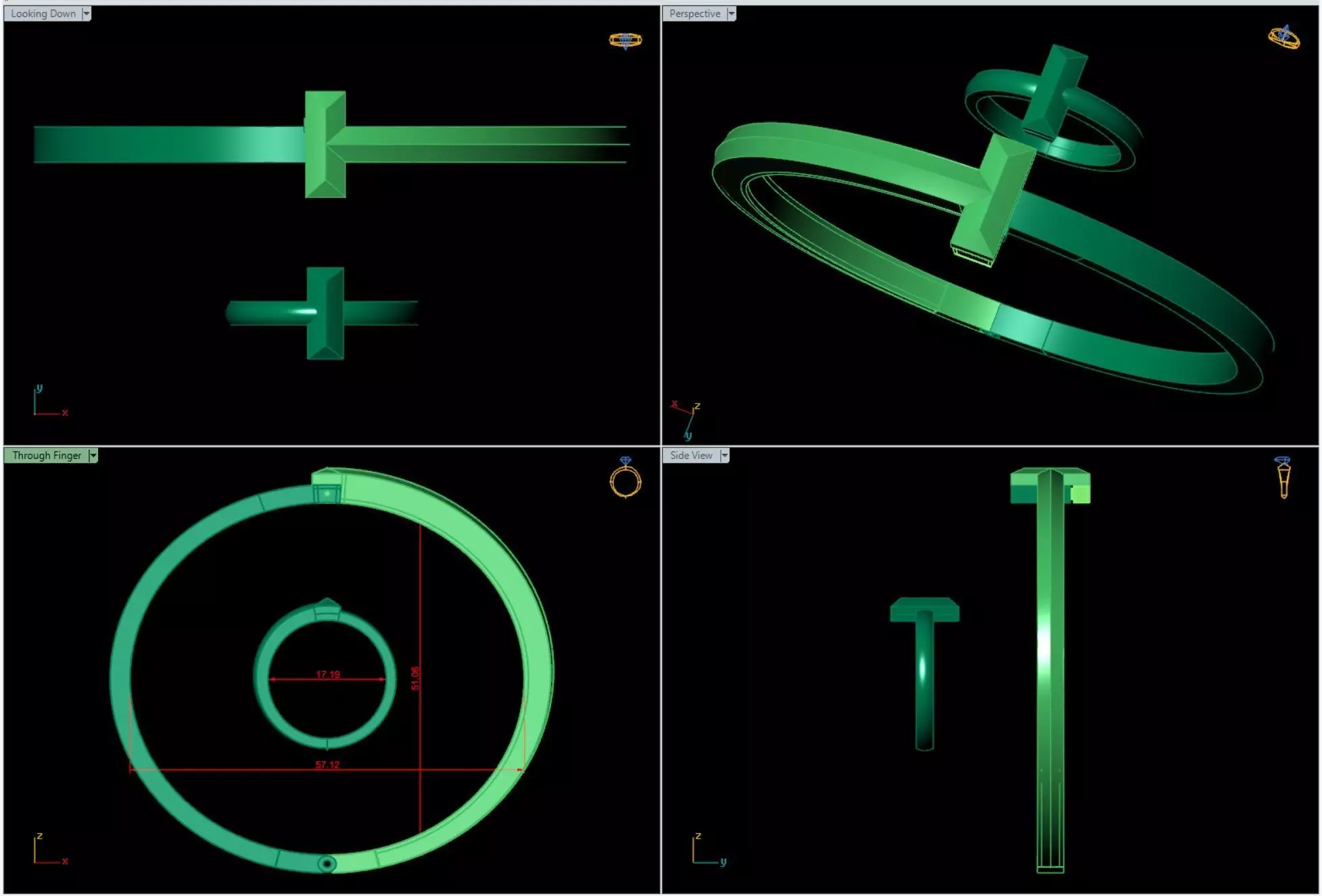Tiffany T Style Ring Bangle Set 3D Model STL 3DM Cad File 3D print model_12